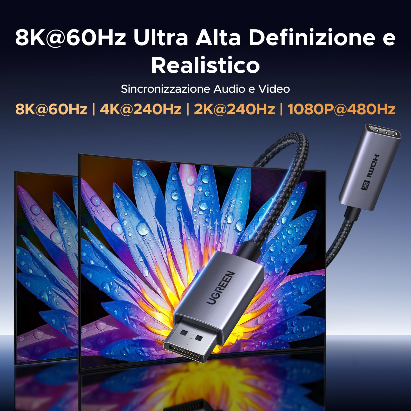 ugreen-adattatore-displayport-a-hdmi-8k-60hz-unidirezionale image 3