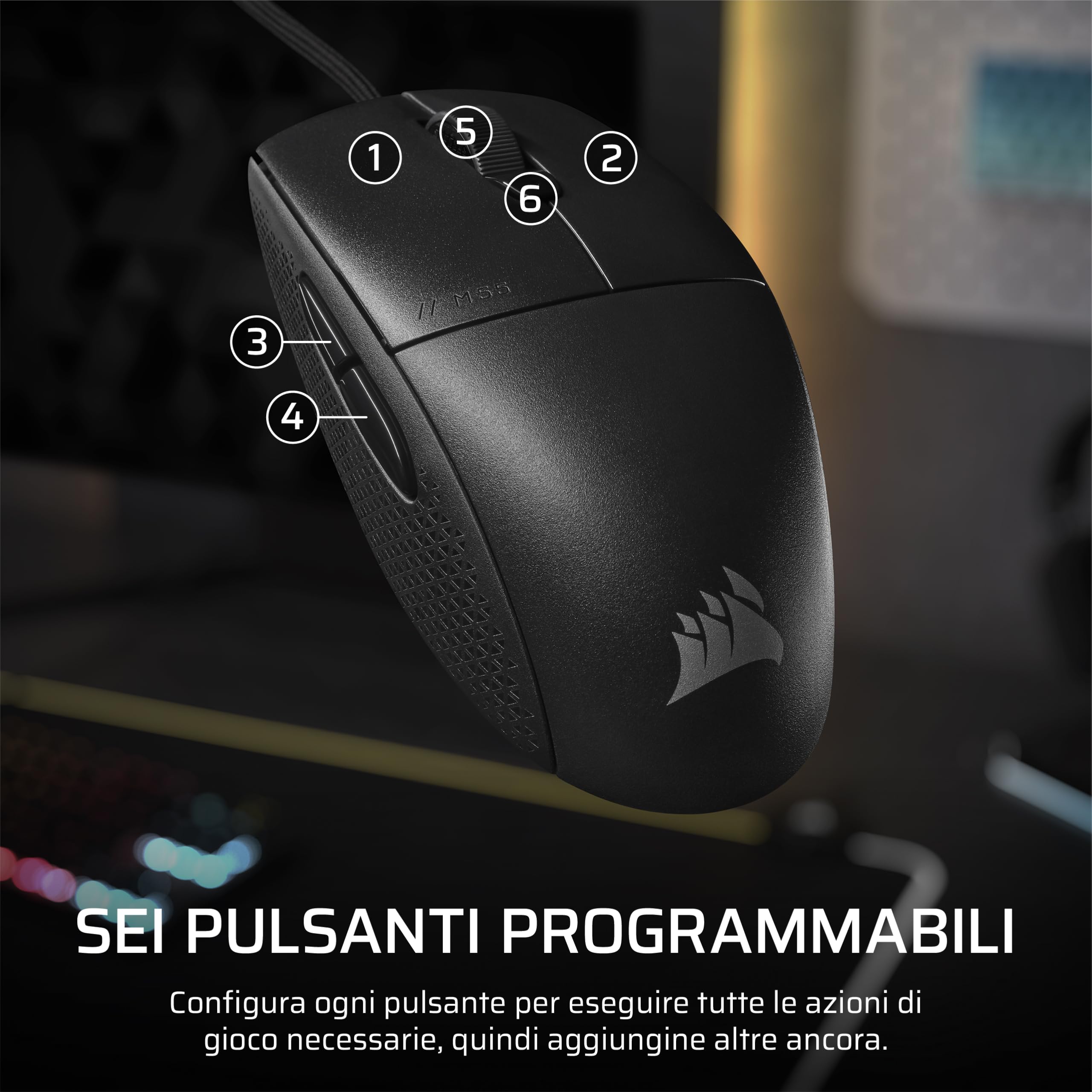 corsair-m55-mouse-gaming-fps-cablato-leggero-55g-16-000-dpi-nero image 7