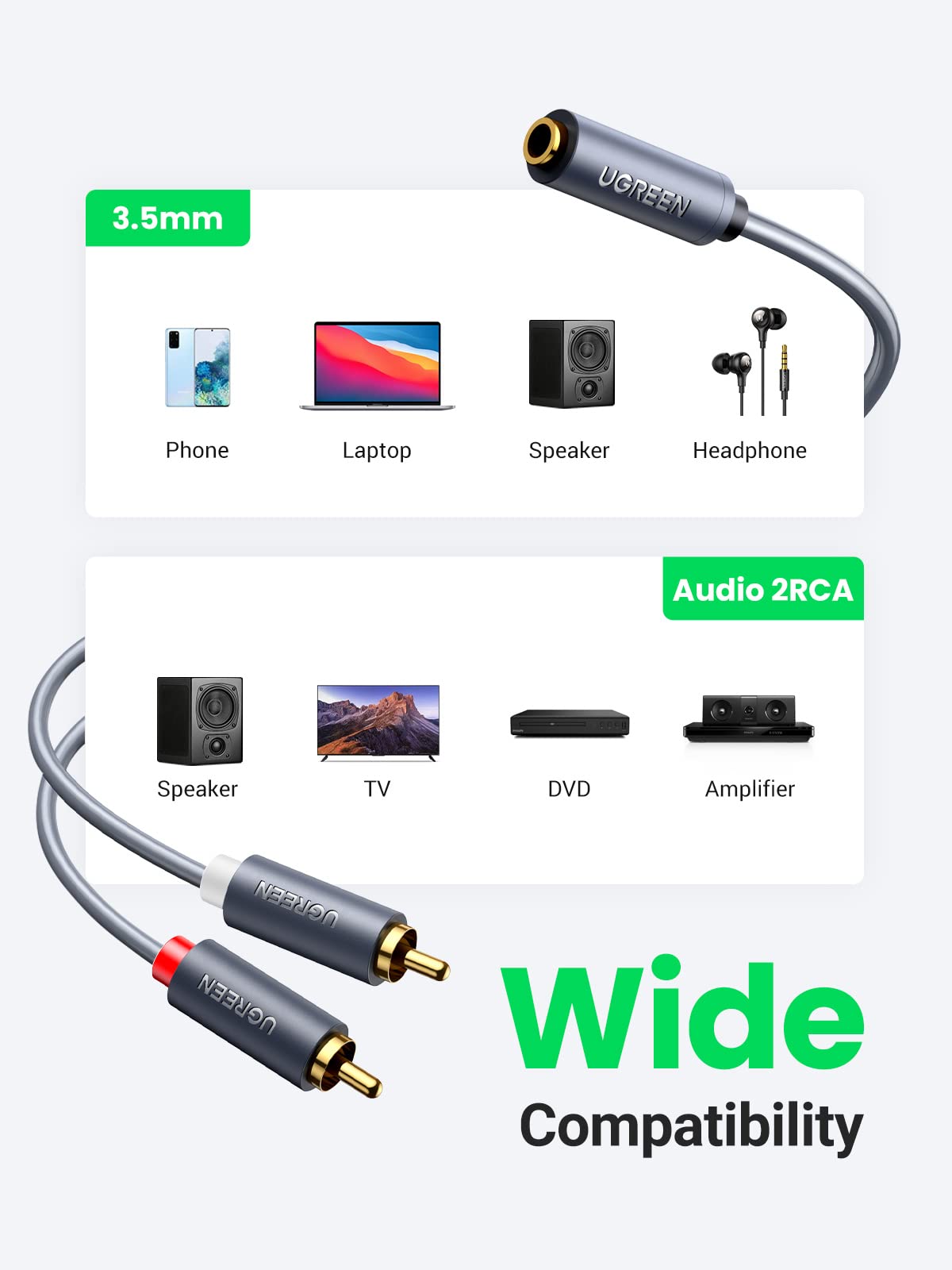 ugreen-cavo-audio-jack-3-5mm-femmina-a-2-rca-maschio image 3
