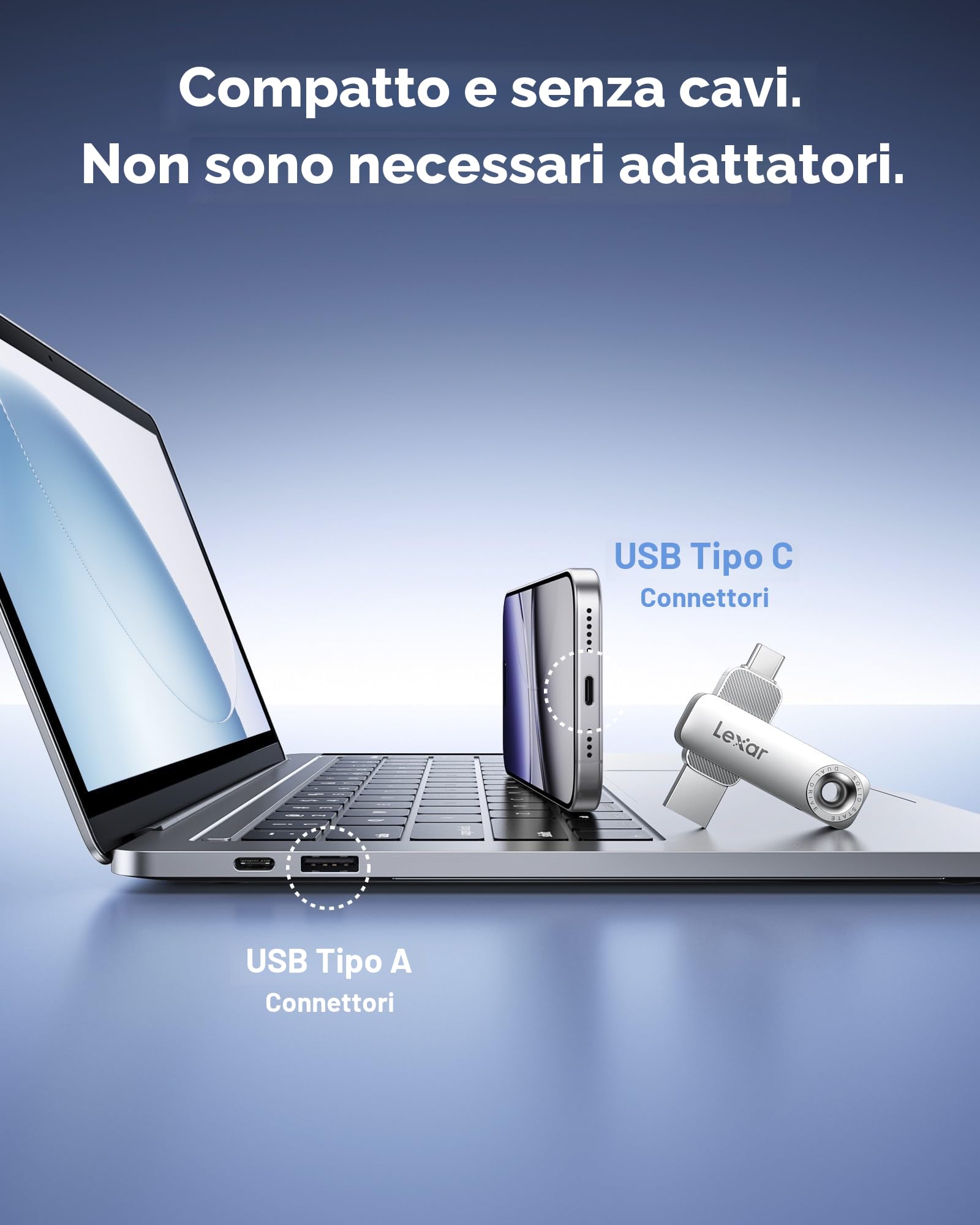 lexar-d50e-256gb-chiavetta-usb-doppia-usb-c-usb-a-400mb-s image 2