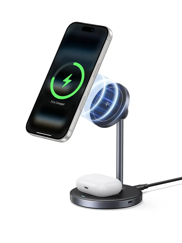 ugreen-zapix-2-in-1-caricatore-wireless-magnetico-qi2-15w-per-iphone-airpods image 1