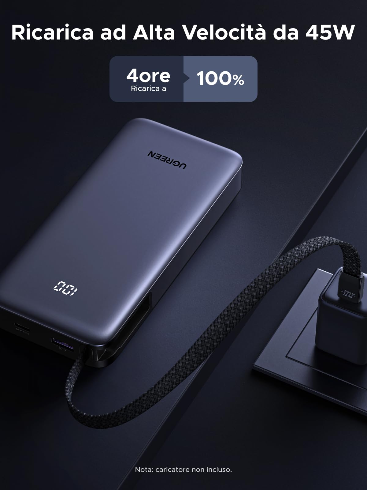 ugreen-nexode-power-bank-20000mah-45w-pd-con-cavo-usb-c-integrato-1c1a-led image 5
