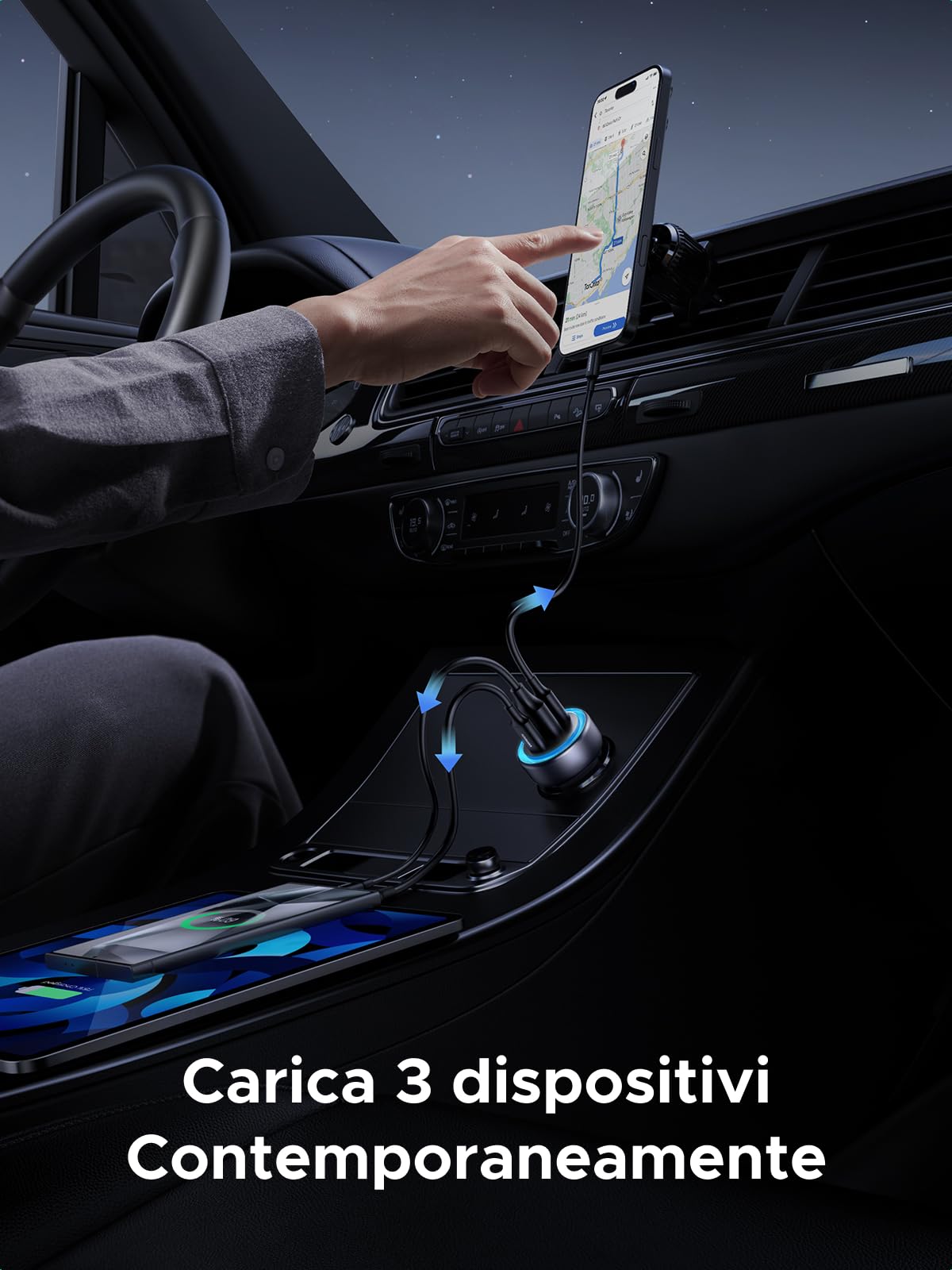 ugreen-caricatore-auto-usb-c-30w-pd-qc-3-0-a-3-porte image 3