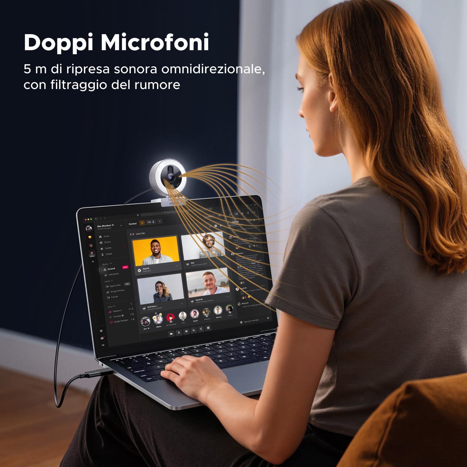 ugreen-webcam-2k-30fps-usb-a-usb-c-con-luce-led-e-doppio-microfono image 5