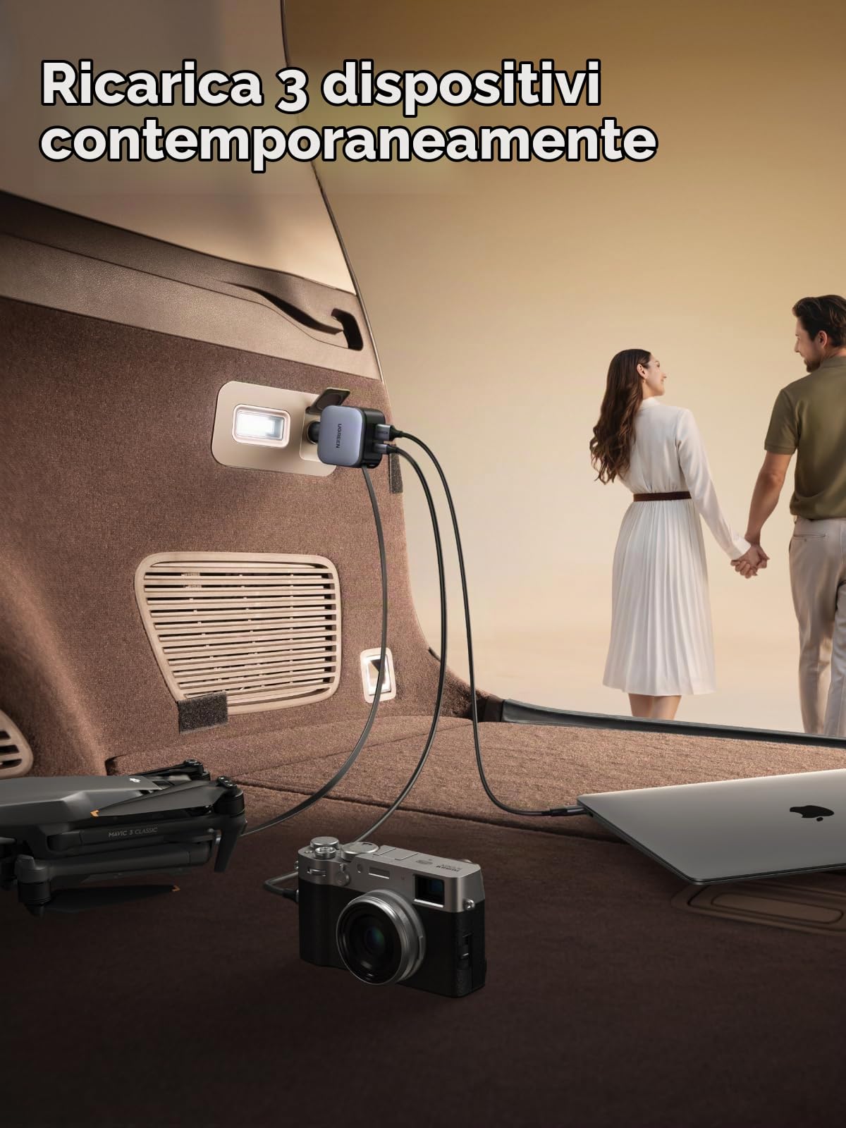 ugreen-nexode-90w-caricatore-auto-usb-c-retrattile-con-cavo-75-cm-3-porte image 4
