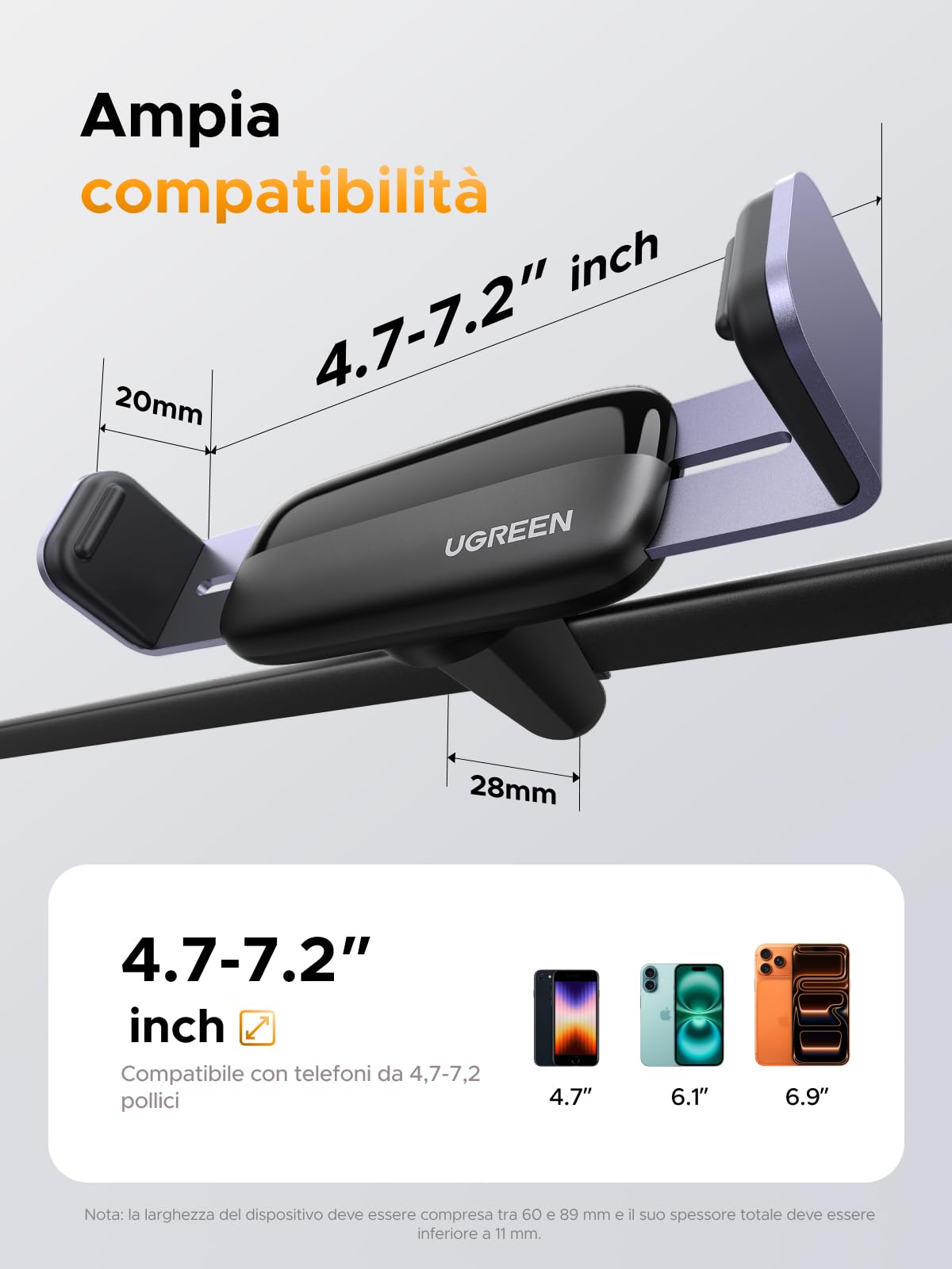 ugreen-supporto-telefono-auto-per-bocchetta-aria-360-4-7-7-12-pollici-nero image 5