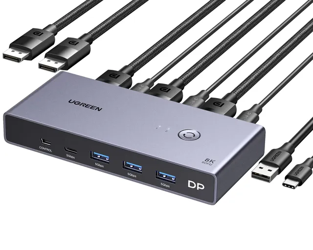 ugreen-switch-kvm-displayport-8k-60hz-2-ingressi-1-uscita-dp-1-4-usb image 1