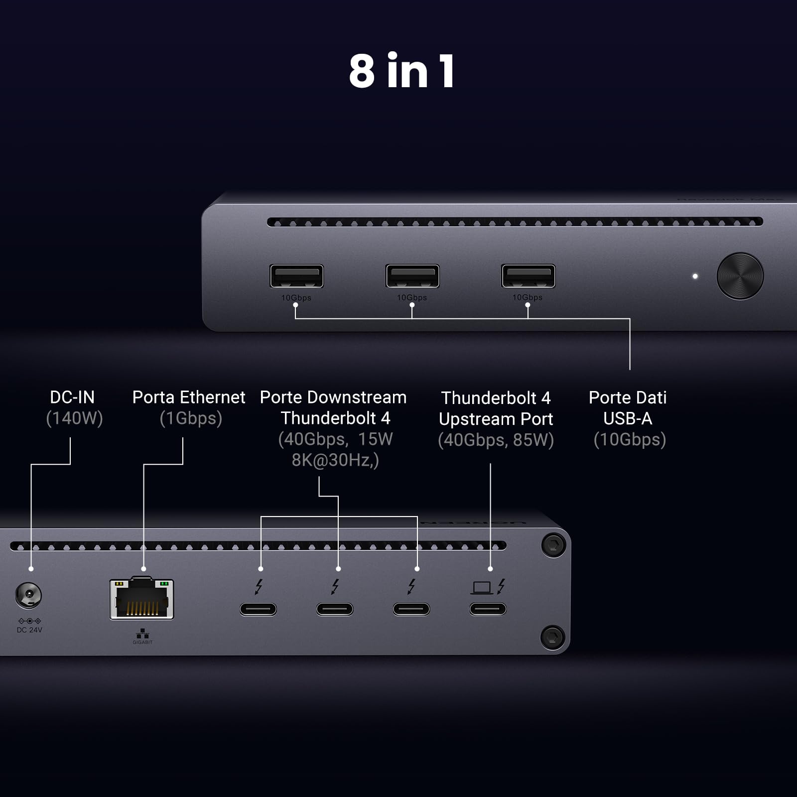ugreen-revodok-max-208-docking-station-thunderbolt-4-8-in-1-doppio-4k60hz-85w image 2