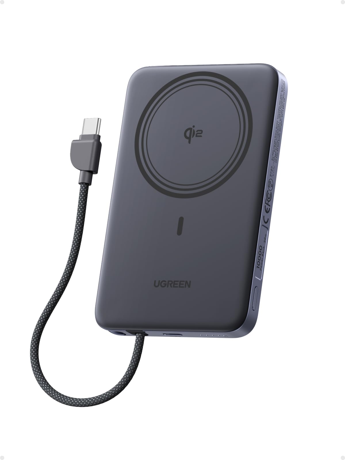 ugreen-magflow-air-power-bank-magnetica-qi2-15w-10000mah-pd-30w-grigio image 1