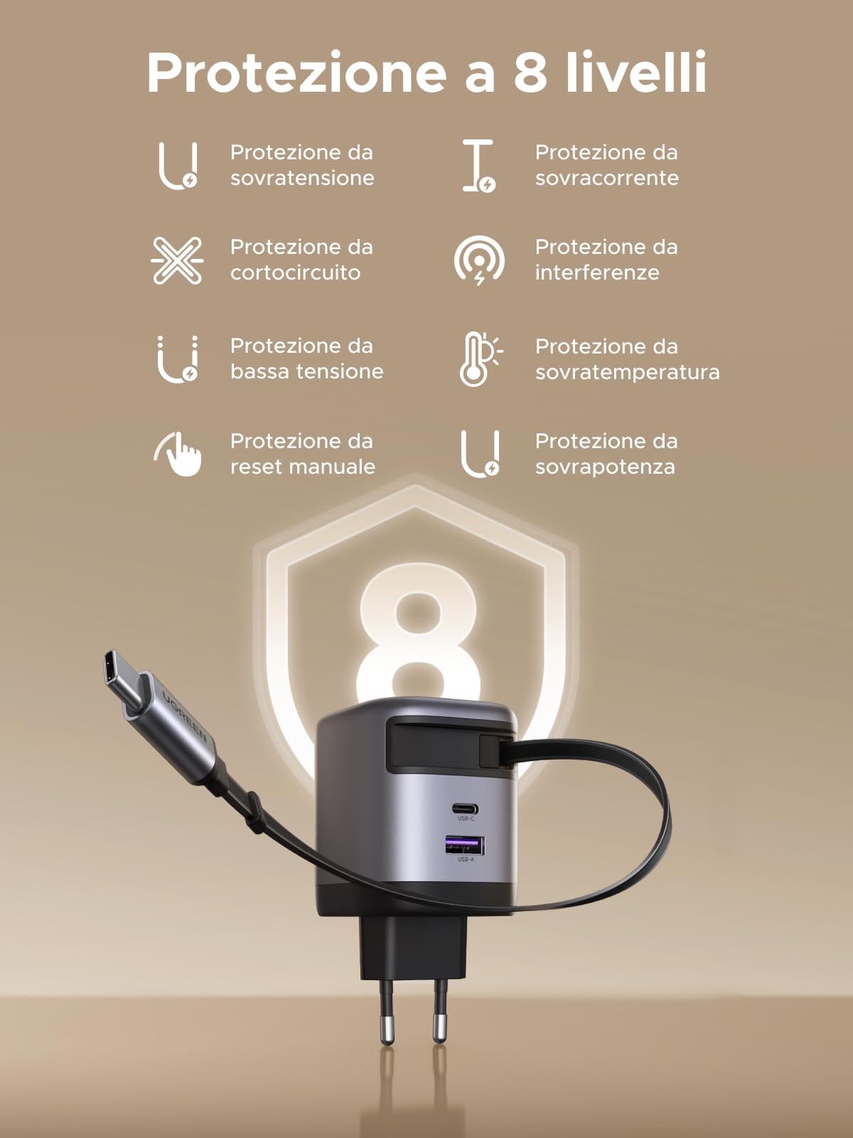 ugreen-nexode-45w-caricatore-usb-c-gan-3-in-1-con-cavo-retrattile-pd-3-0-pps-25w image 7