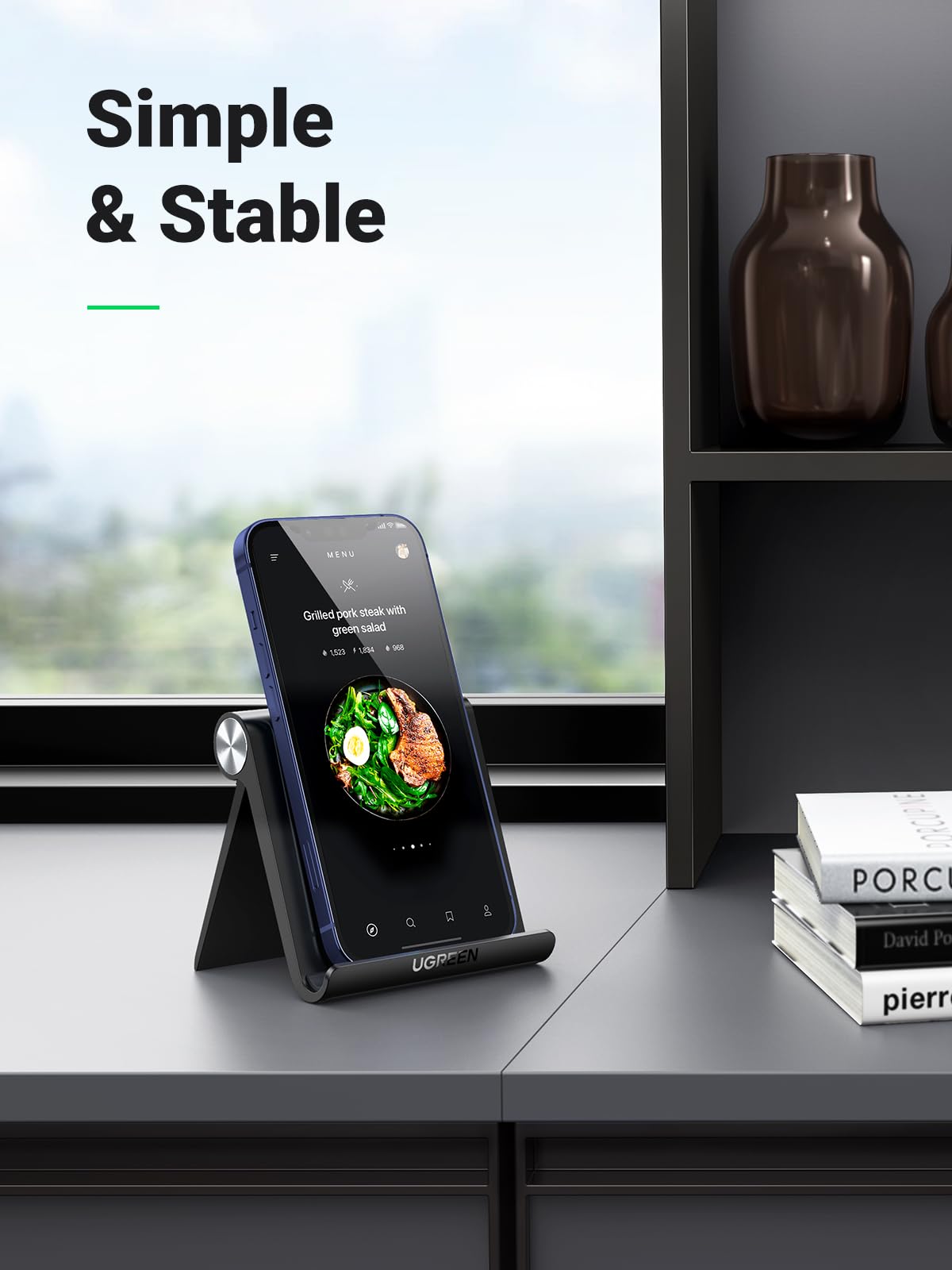 ugreen-supporto-cellulare-da-tavolo-pieghevole-4-7-9-regolabile-100-nero image 2