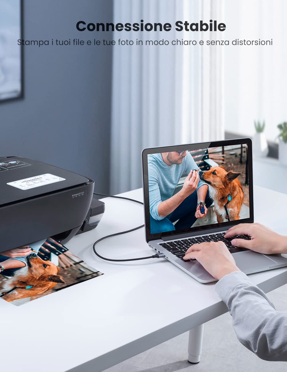 ugreen-cavo-stampante-usb-2-0-tipo-a-a-tipo-b-2m-nylon-per-hp-canon-epson-brothe image 7