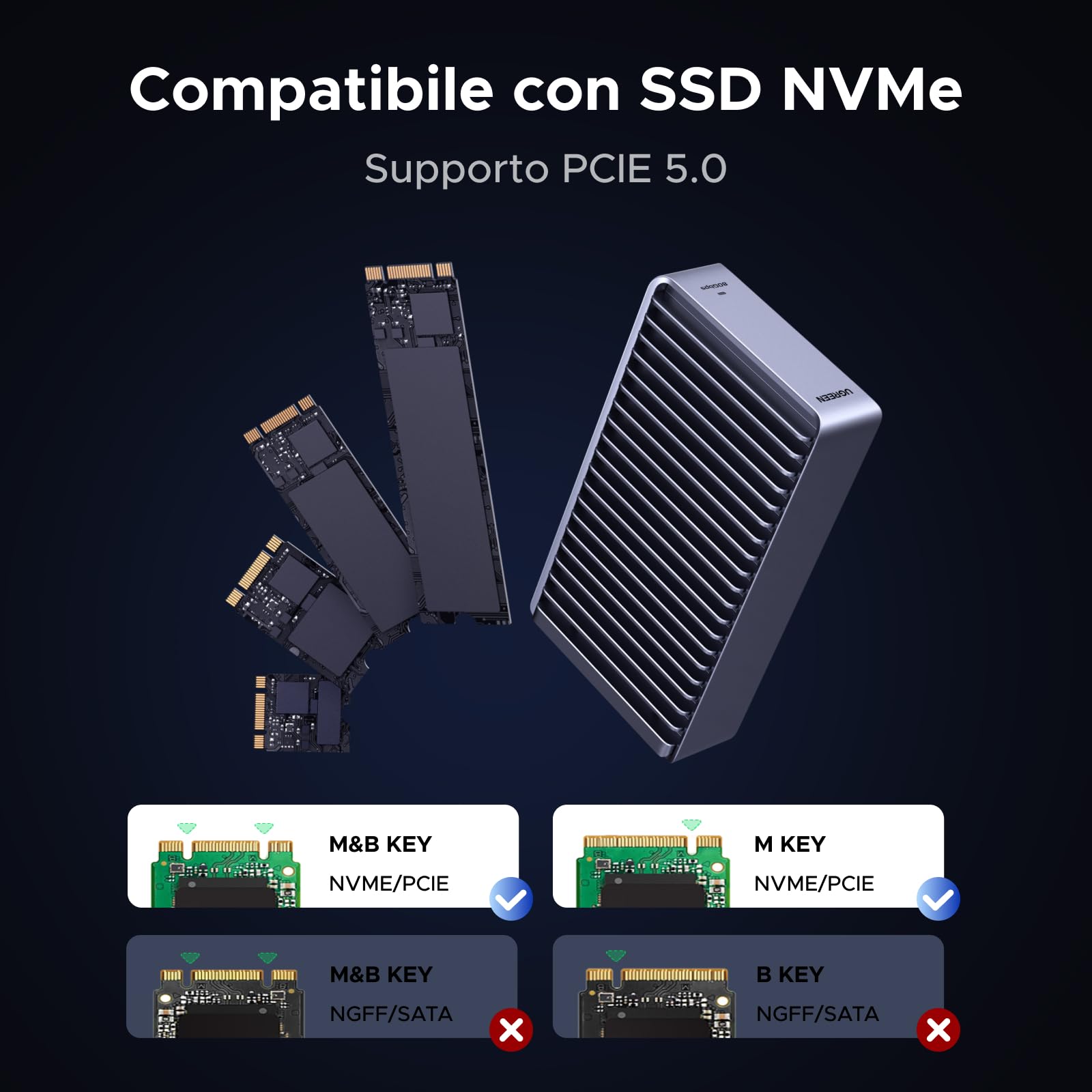 ugreen-case-per-ssd-m-2-nvme-80-gbps-thunderbolt-5-4-con-dissipatore-in-allumini image 7