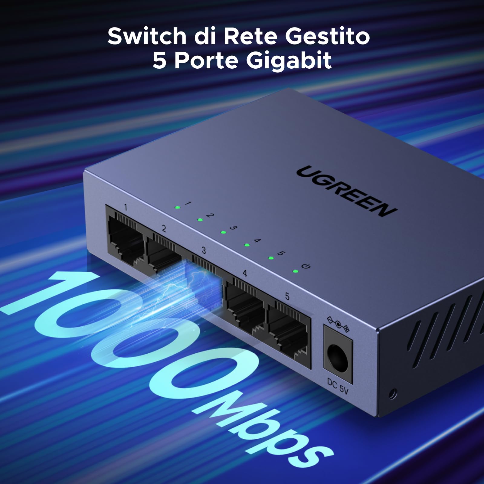 ugreen-switch-di-rete-5-porte-gigabit-gestibile-rj45-metallo image 2