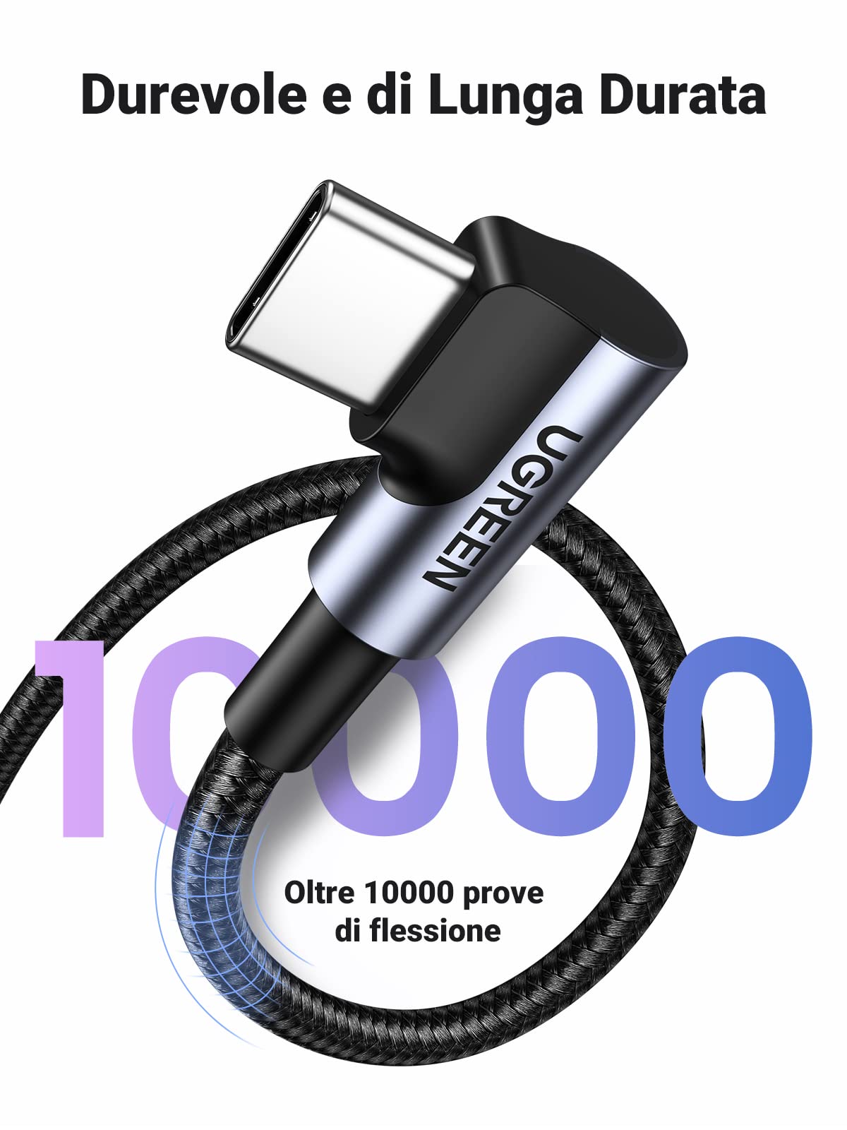 ugreen-cavo-usb-a-a-usb-c-90-gradi-3a-qc3-0-480mbps-nylon-0-5m image 8