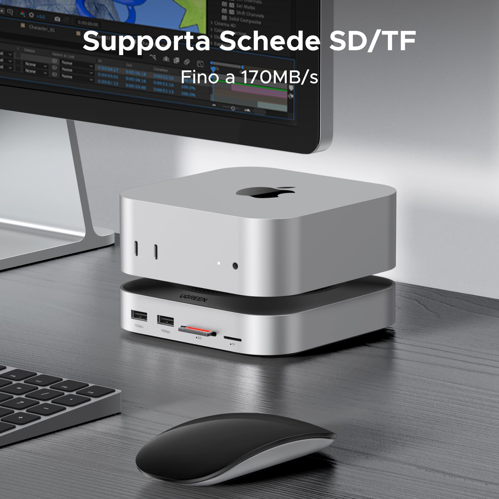 ugreen-docking-station-hub-usb-c-11-in-1-per-mac-mini-m4-con-case-ssd-m-2-nvme image 3
