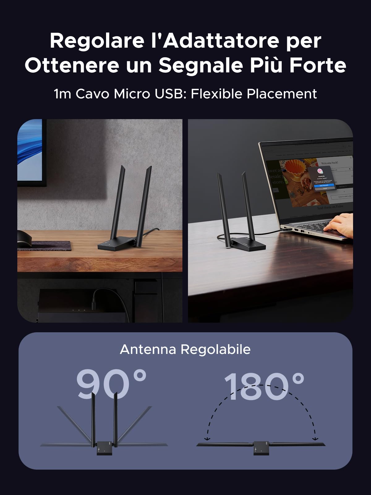 ugreen-chiavetta-usb-wifi-6e-ax5400-tri-band-con-antenne image 8