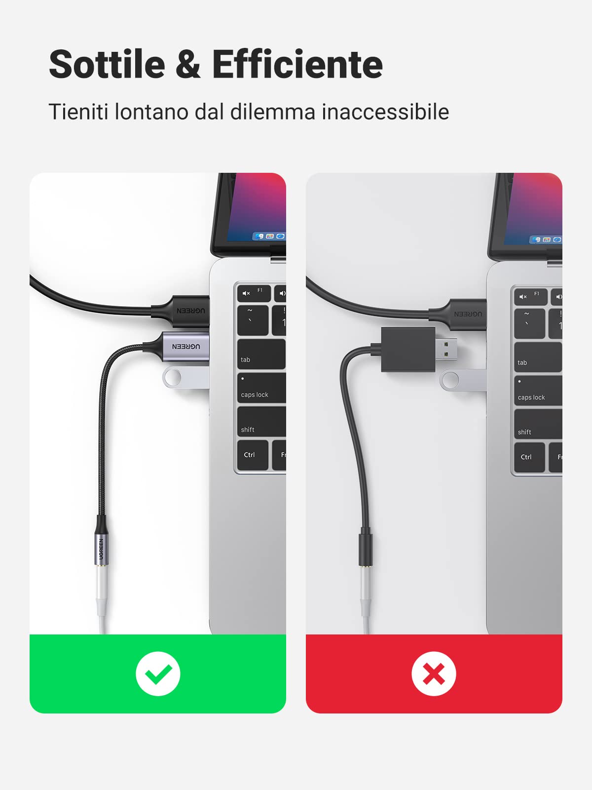 ugreen-adattatore-audio-usb-a-jack-3-5-mm-25-cm-scheda-audio-esterna-24bit-96khz image 3