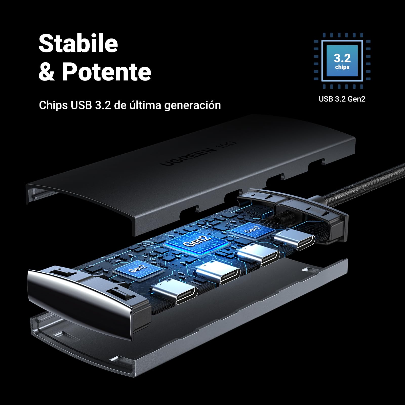 ugreen-hub-usb-c-3-2-gen2-10gbps-a-4-porte-usb-c-alluminio image 8