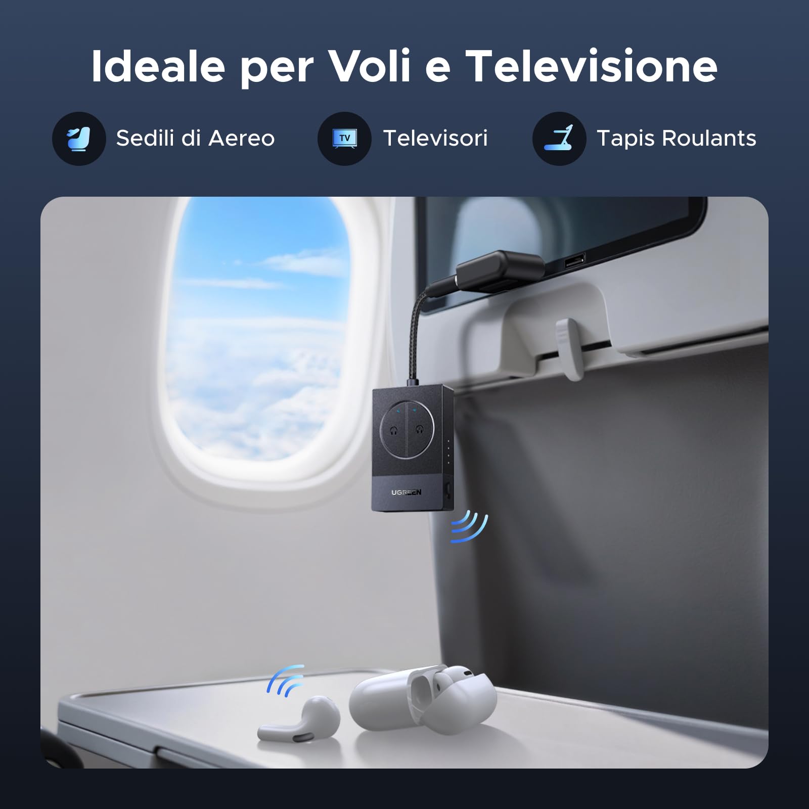 ugreen-trasmettitore-bluetooth-5-4-per-tv-e-aereo-jack-3-5mm-doppio-collegamento image 2