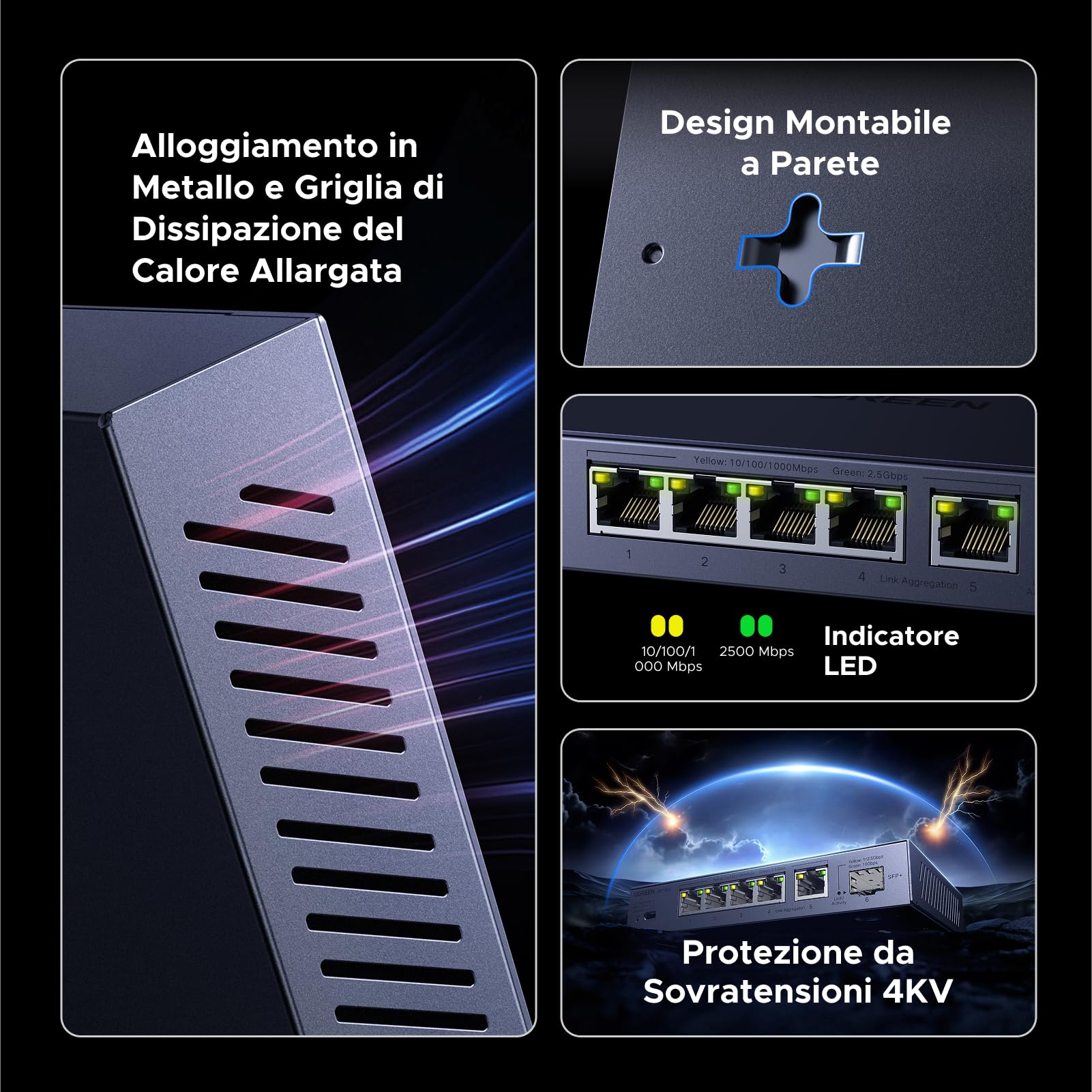 ugreen-switch-ethernet-6-porte-5x-2-5g-1x-10g-sfp-metallo image 6