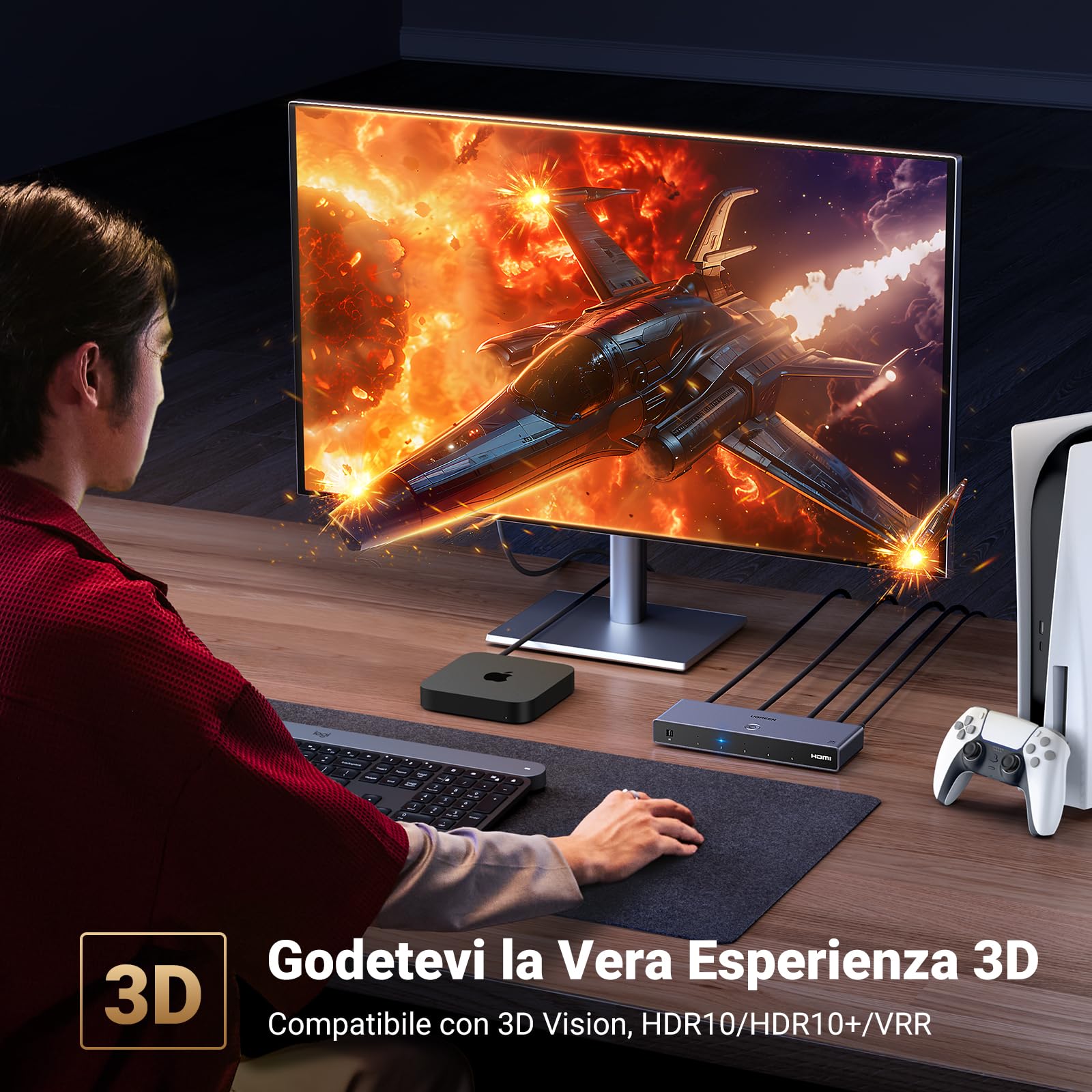 ugreen-switch-hdmi-2-1-5-ingressi-1-uscita-8k-60hz-4k-240hz-con-telecomando image 4