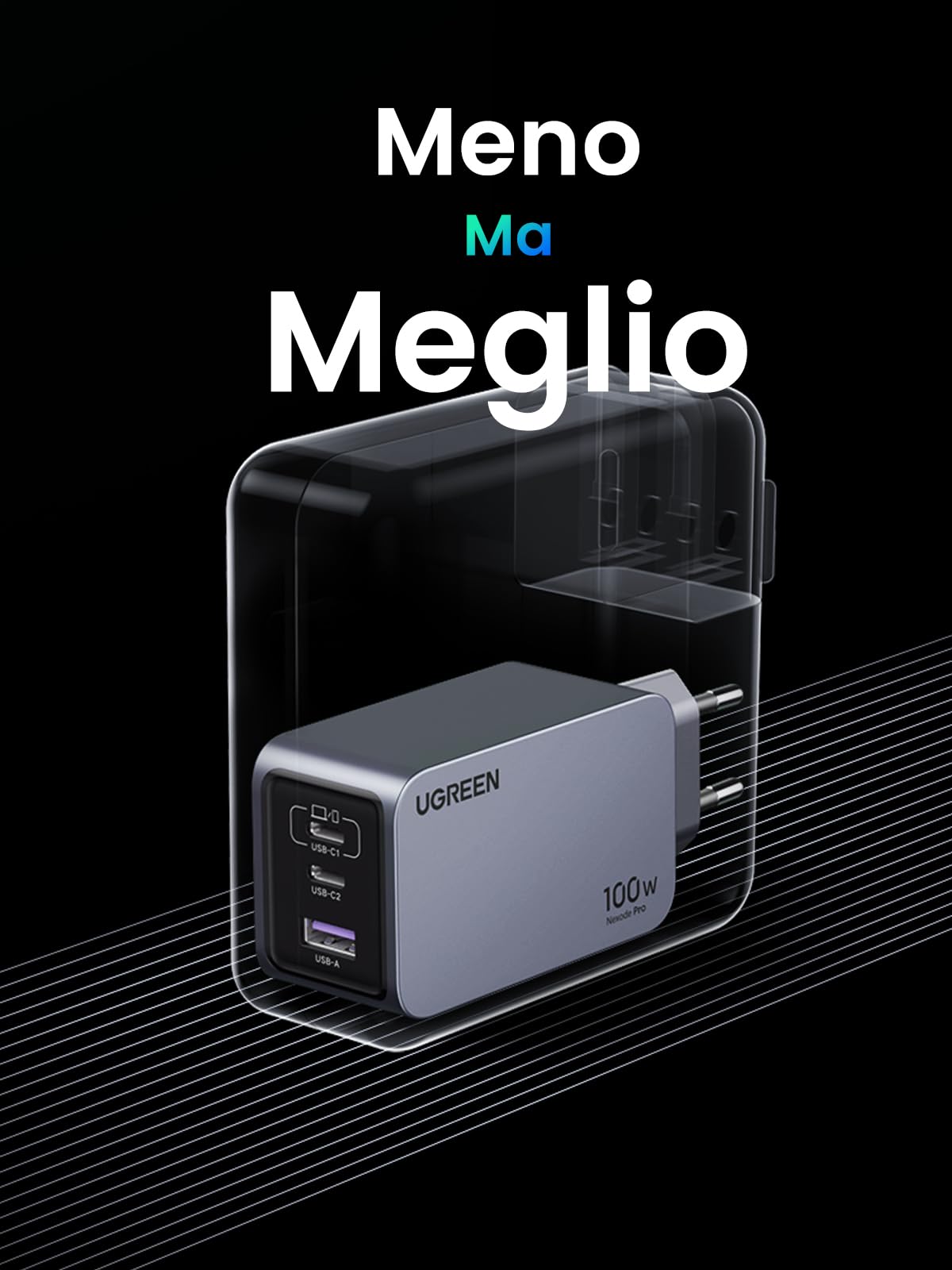ugreen-nexode-pro-100w-caricatore-usb-c-gan-rapido-3-porte-pd-3-0-pps-45w image 7
