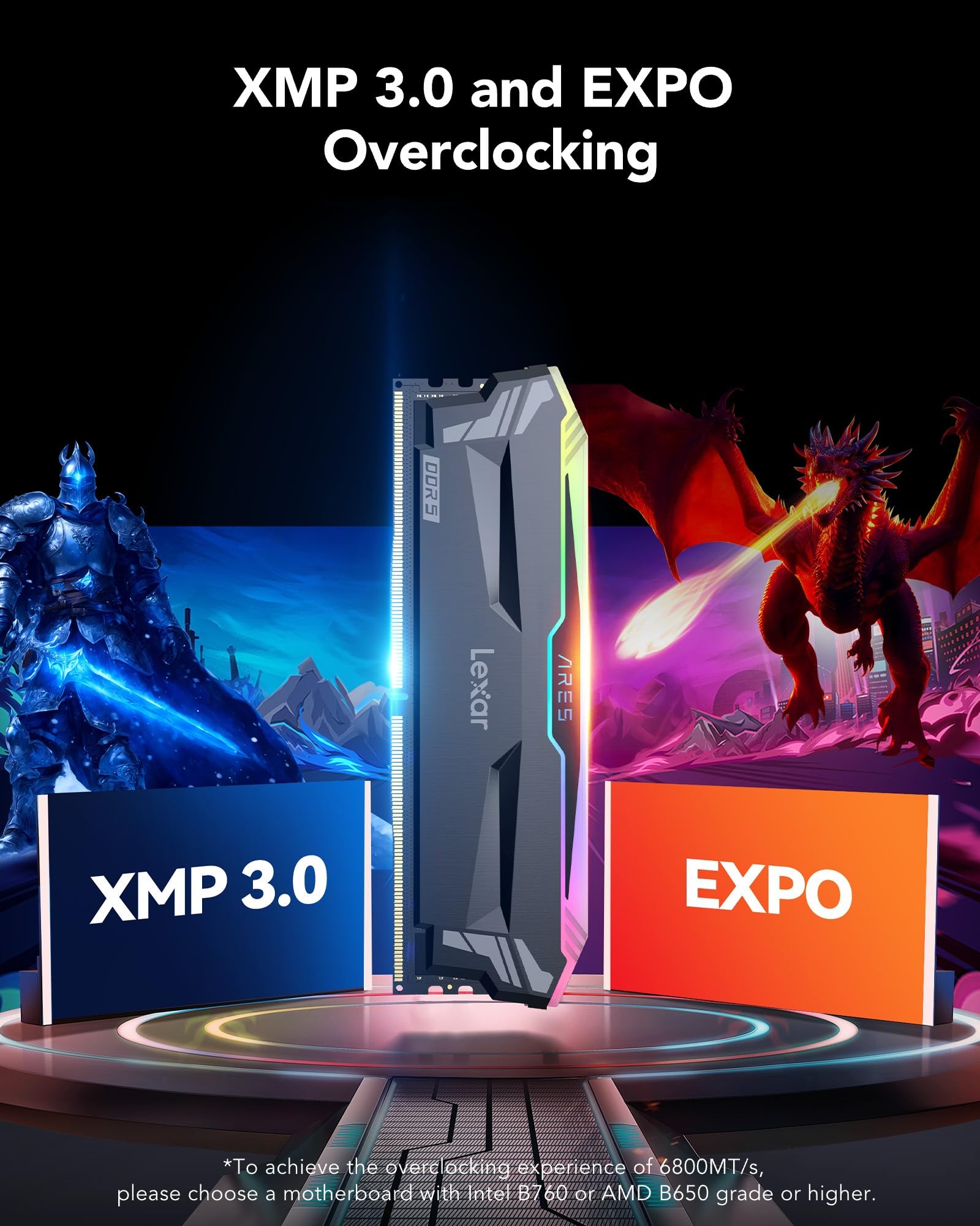 lexar-rgb-ddr5-ram-32gb-kit-2x16gb-6800mhz-cl34-xmp-3-0-amd-expo-1-4v image 5