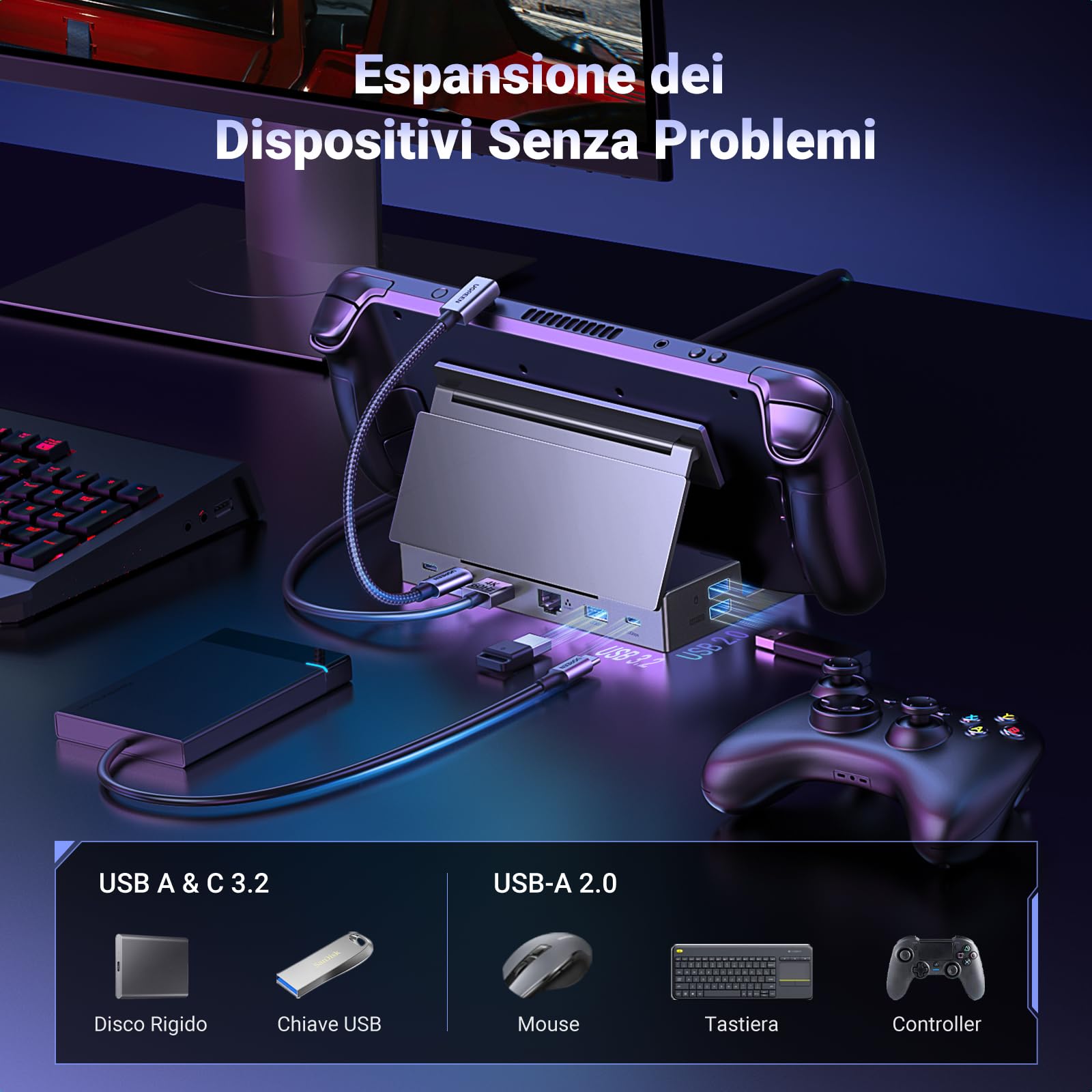 ugreen-docking-station-9-in-1-con-supporto-per-steam-deck-rog-ally-legion-go image 4