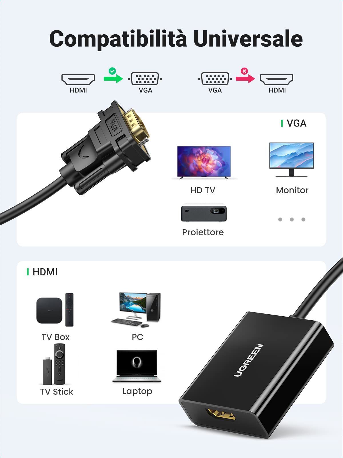 ugreen-adattatore-hdmi-femmina-a-vga-maschio-1080p-60hz-con-audio image 3