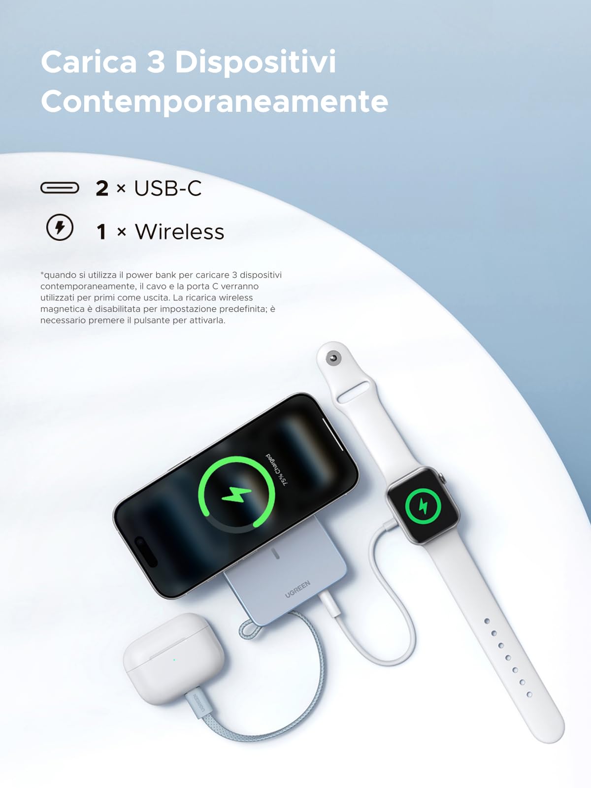 ugreen-magflow-qi2-25w-power-bank-magsafe-10000mah-usb-c-pd-30w-blu image 4