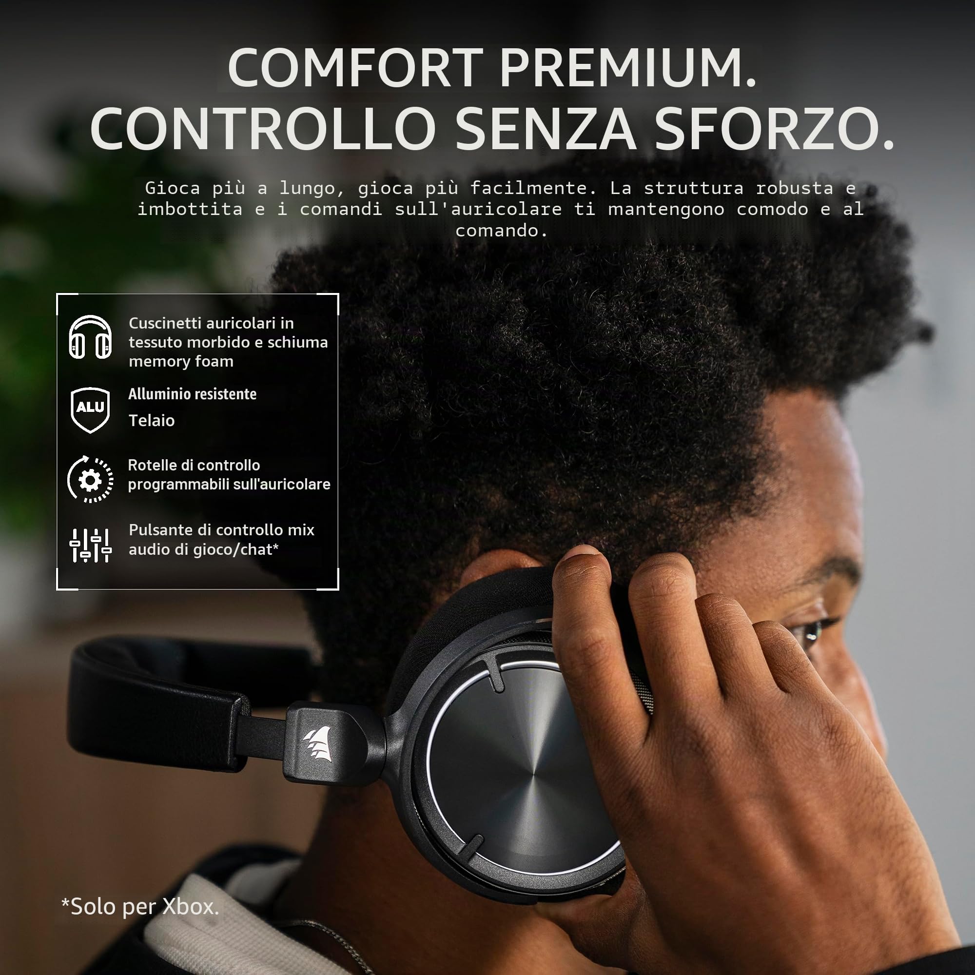 corsair-virtuoso-max-wireless-per-xbox-cuffie-gaming-bluetooth-carbonio image 7