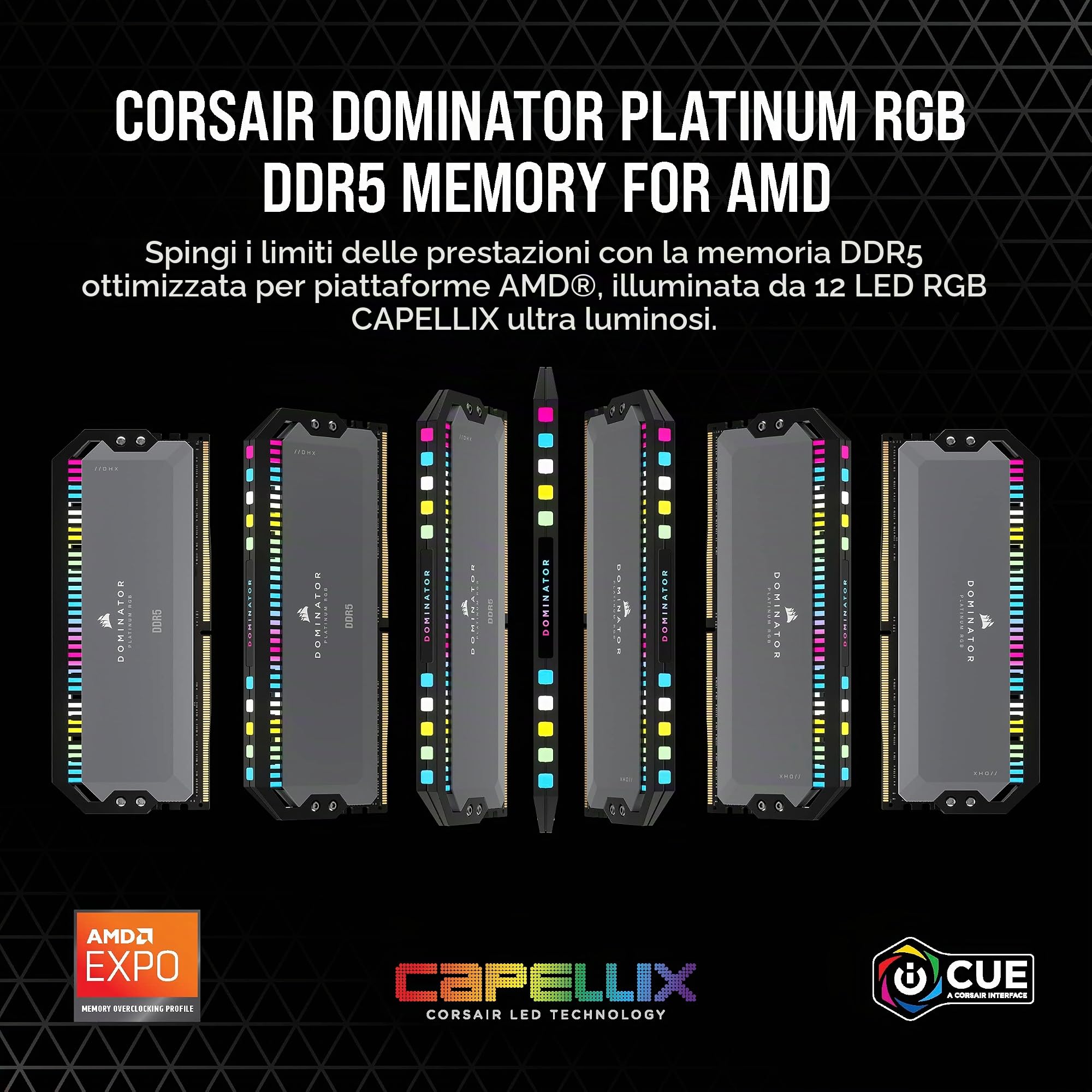 corsair-dominator-platinum-rgb-ddr5-ram-32gb-2x16gb-6000mhz-cl30-amd-expo-grigio image 2