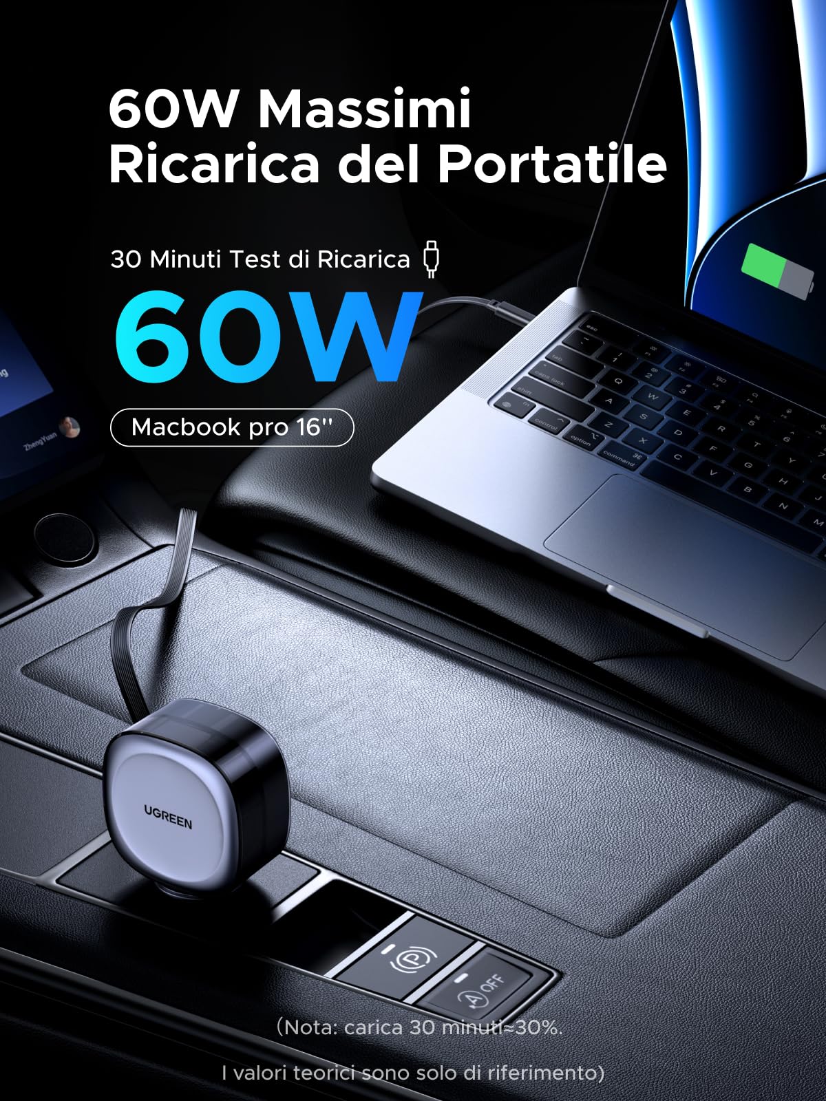ugreen-caricatore-auto-75w-usb-c-retrattile-3-porte-pd-qc-pps image 3