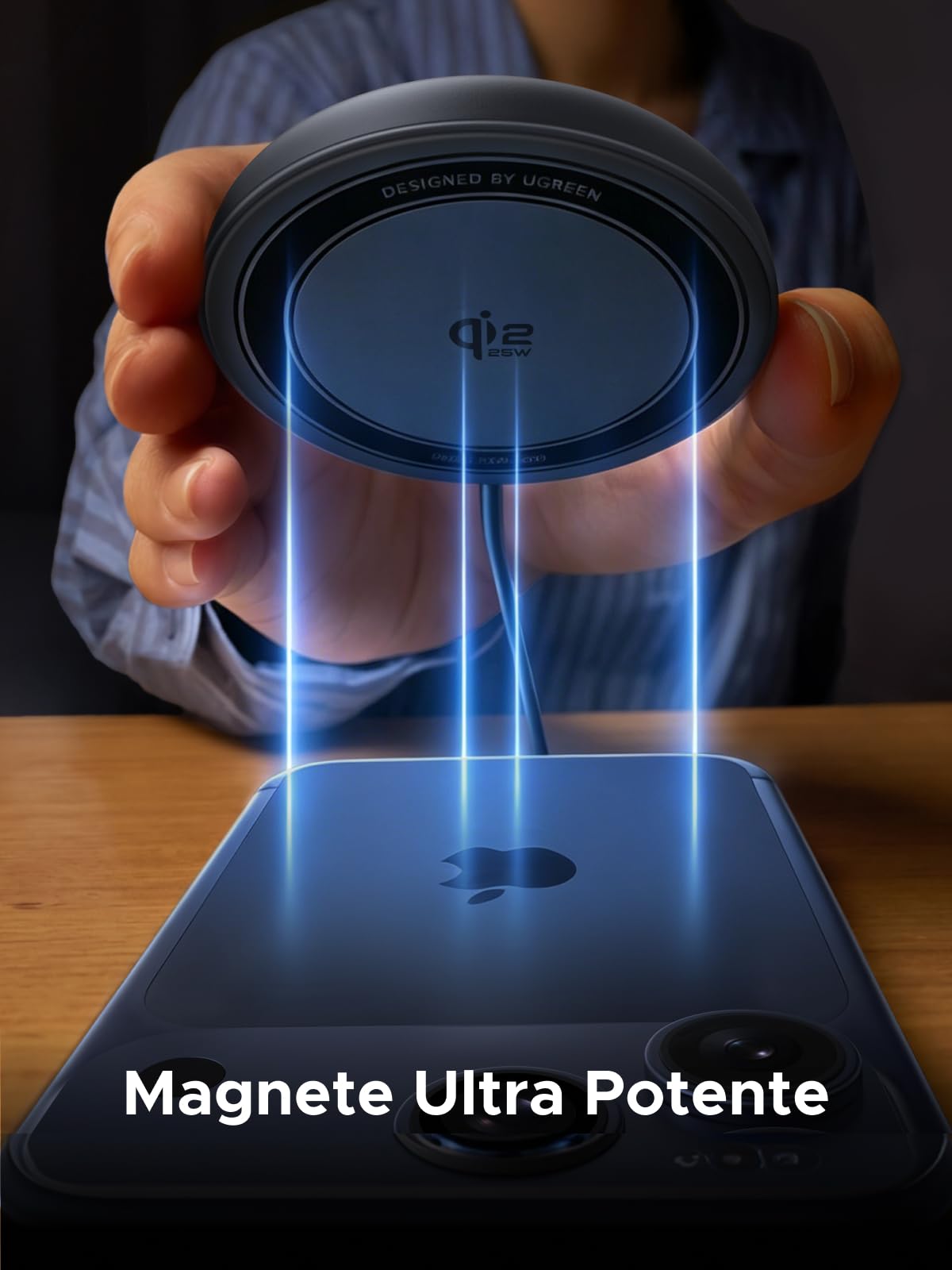ugreen-zapix-qi2-caricatore-wireless-magnetico-25w-magsafe-grigio image 3