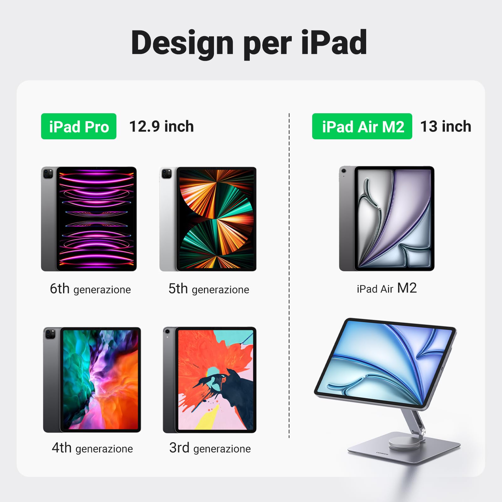 ugreen-supporto-magnetico-da-scrivania-in-alluminio-per-ipad-pro-12-9-girevole-3 image 3