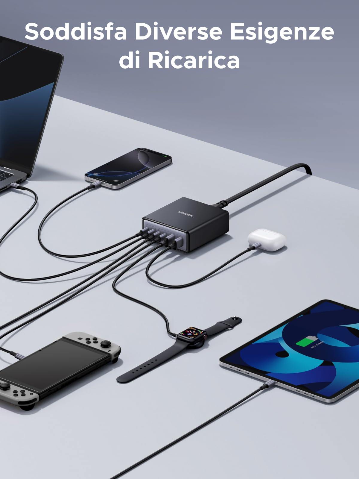 ugreen-zapix-stazione-ricarica-gan-100w-6-porte-usb-c-usb-a-pd image 4