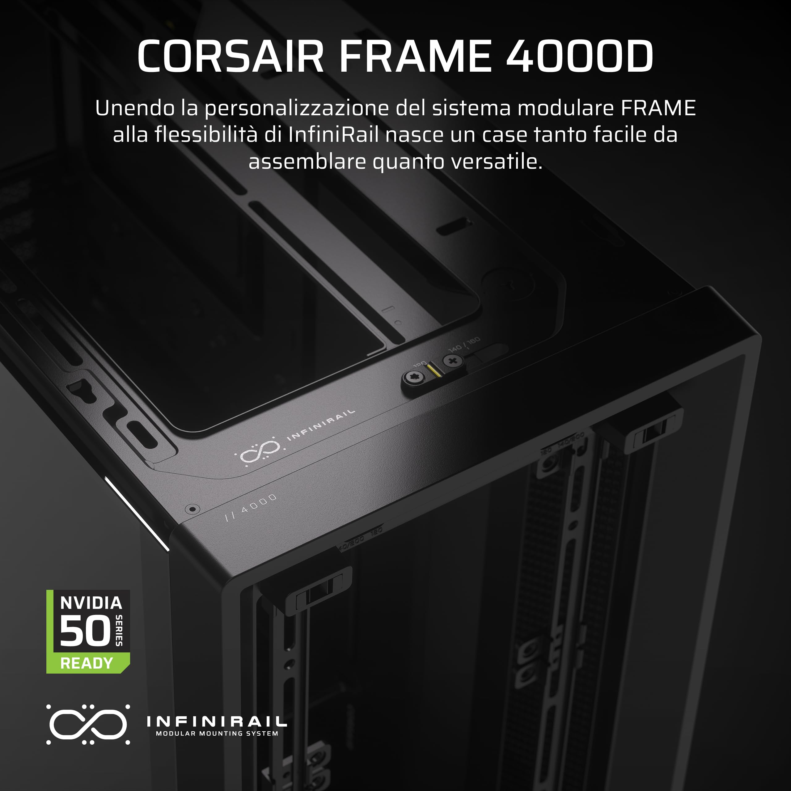 corsair-frame-4000d-case-mid-tower-atx-modulare-infinirail-flusso-d-aria-nero image 2