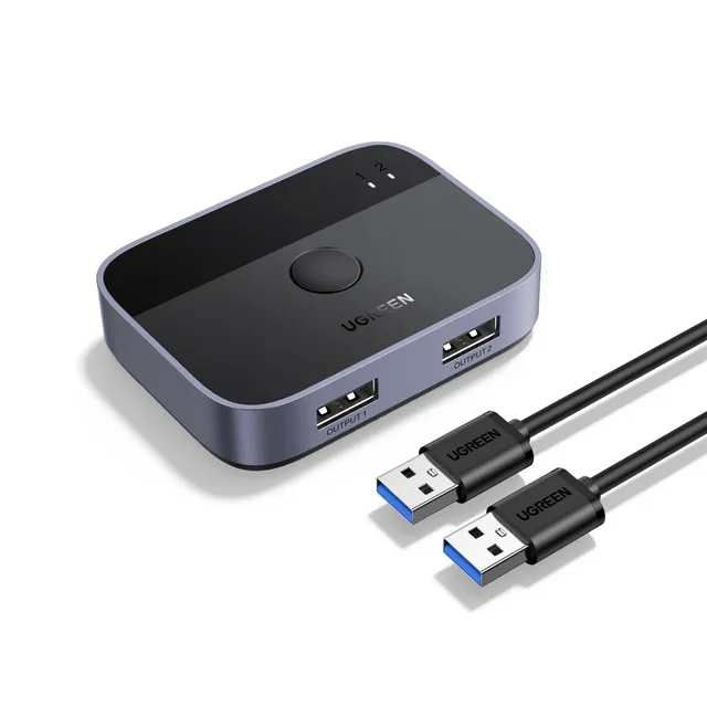ugreen-switch-usb-3-0-kvm-2x2-per-due-pc-5gbps-alluminio-con-cavi image 1
