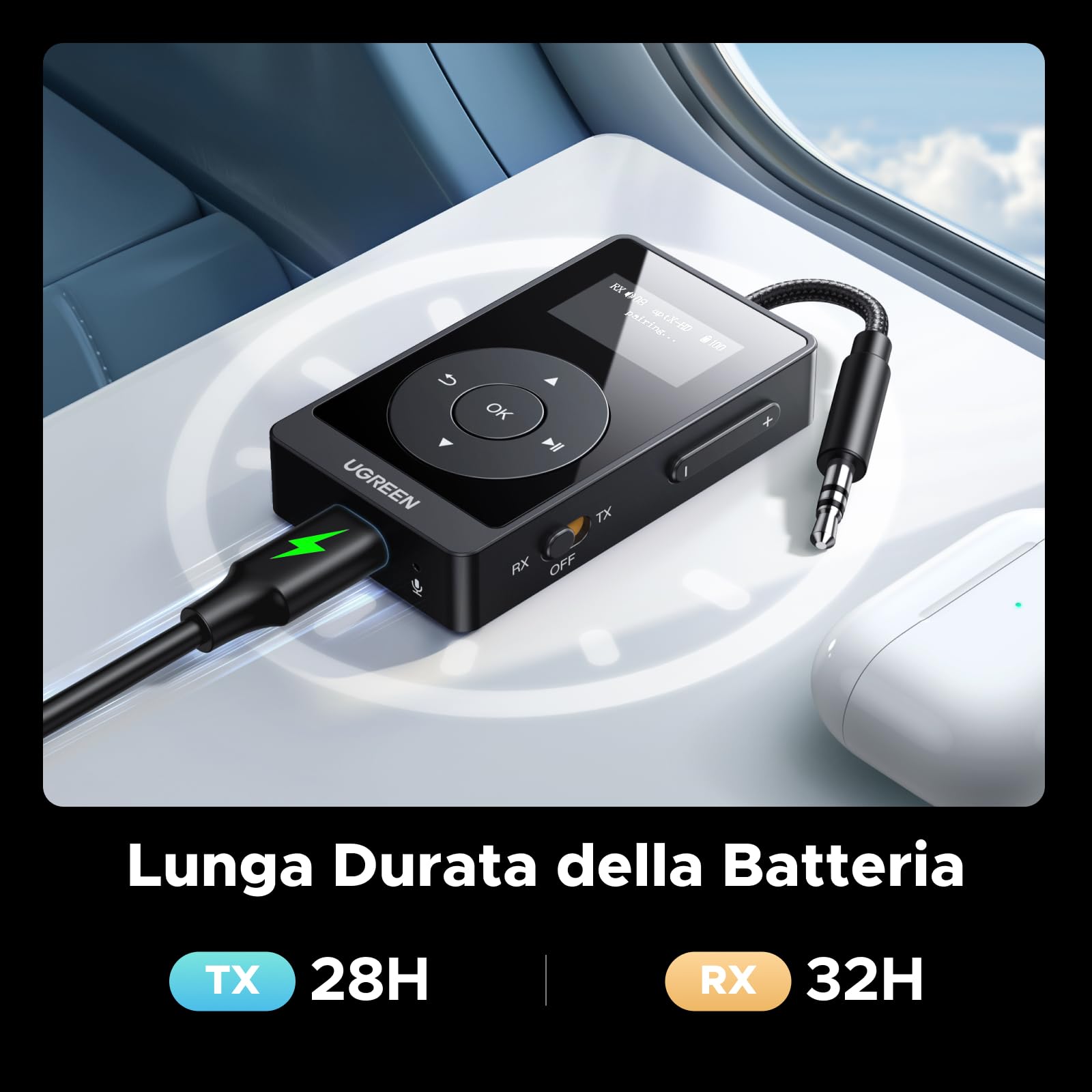 ugreen-trasmettitore-ricevitore-bluetooth-5-3-aptx-jack-3-5mm-lcd-32h image 3