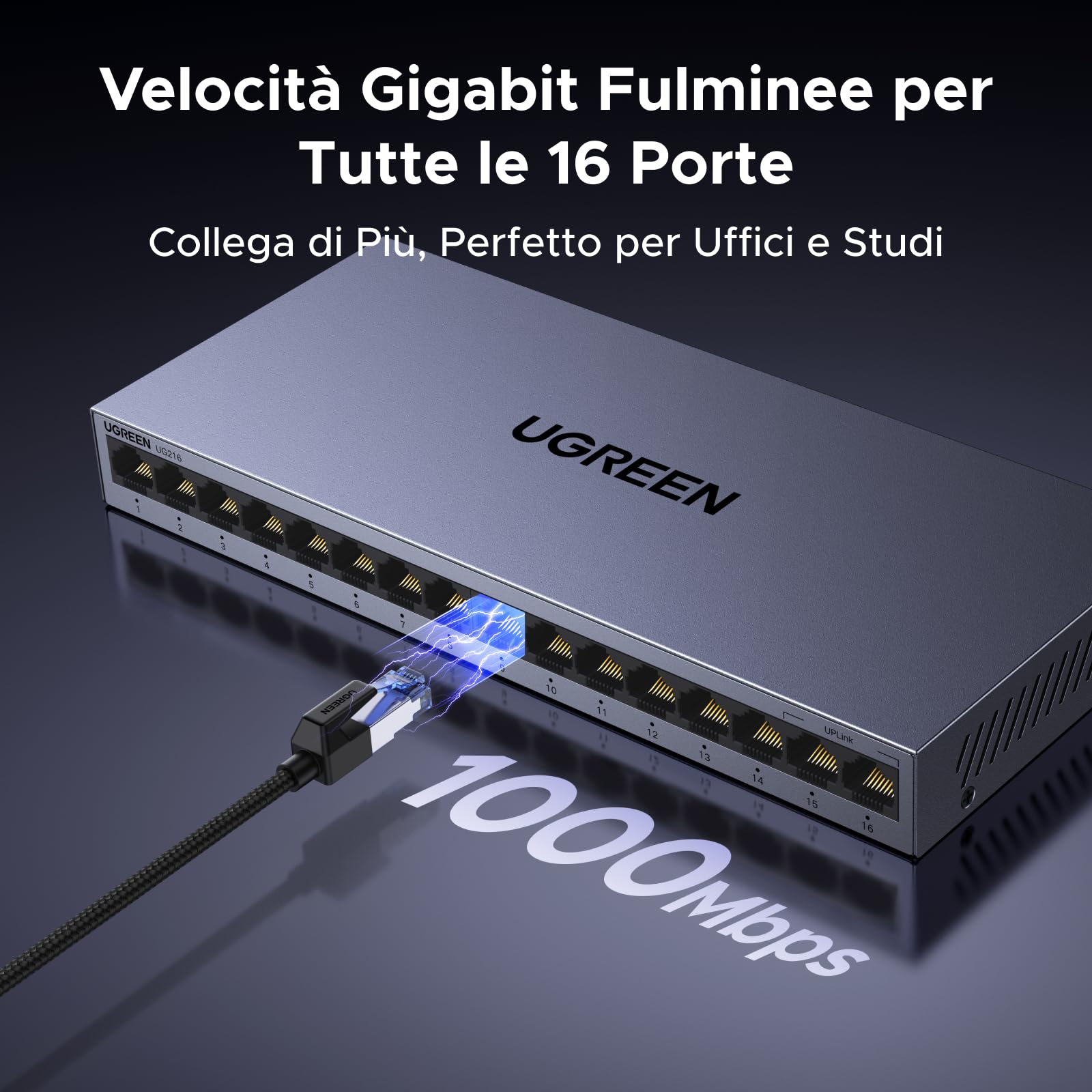 ugreen-switch-lan-gigabit-16-porte-10-100-1000-mbps-non-gestito image 2