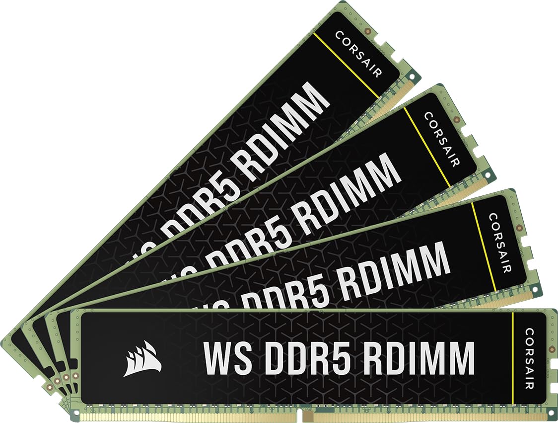 corsair-ws-ddr5-ecc-rdimm-64gb-4x16gb-6400mhz-cl32-memoria-workstation-nero image 1