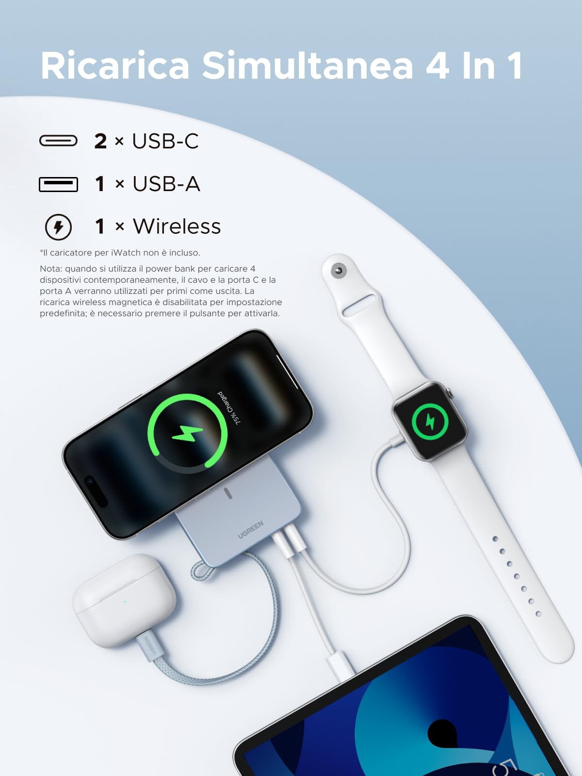 ugreen-magflow-qi2-25w-power-bank-magnetico-20000mah-con-cavo-usb-c-pd-30w image 5