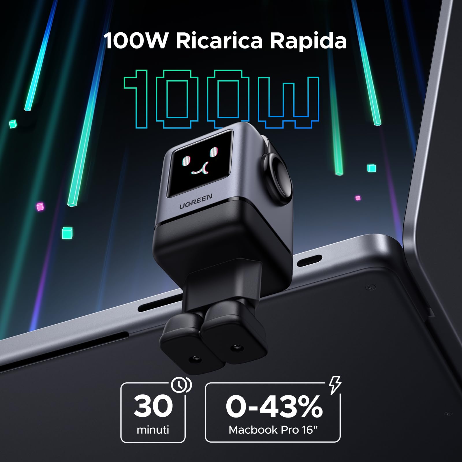 ugreen-uno-robot-caricatore-usb-c-gan-100w-4-porte-pd-3-0 image 3