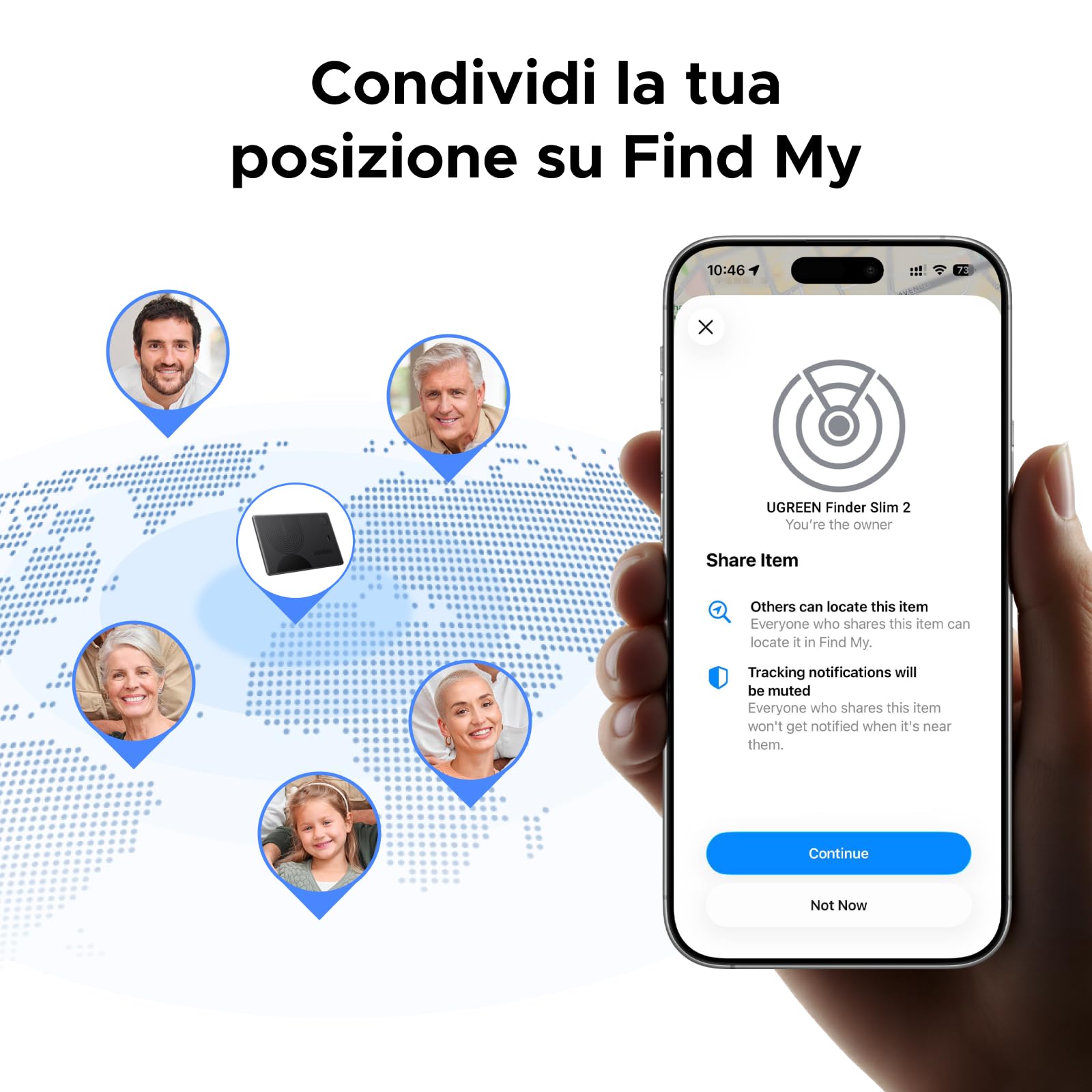 ugreen-finetrack-slim-tracker-bluetooth-portafoglio-apple-find-my-ip68-100db image 7