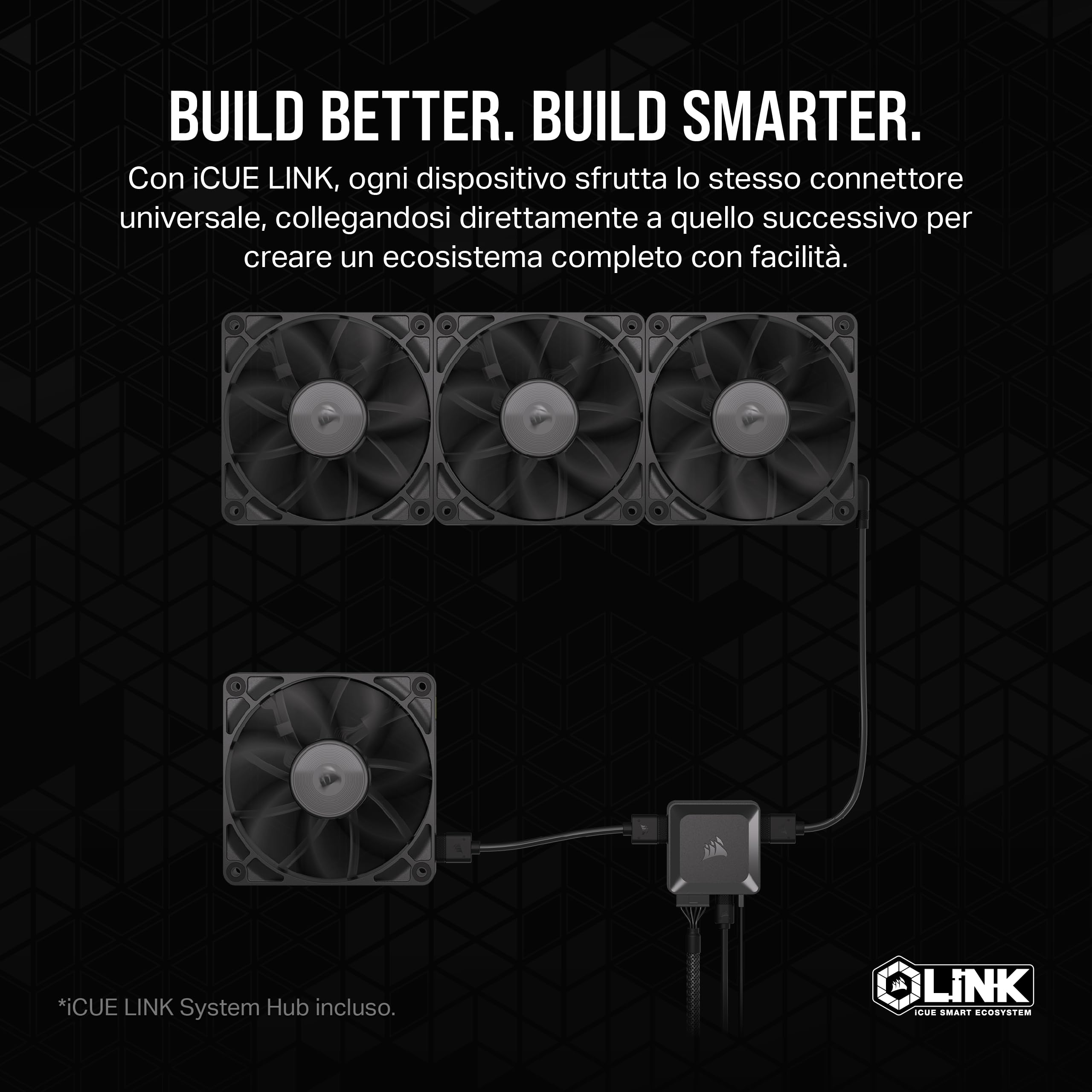 corsair-icue-link-rx140-140mm-ventola-pwm-nero-confezione-doppia-con-system-hub image 3