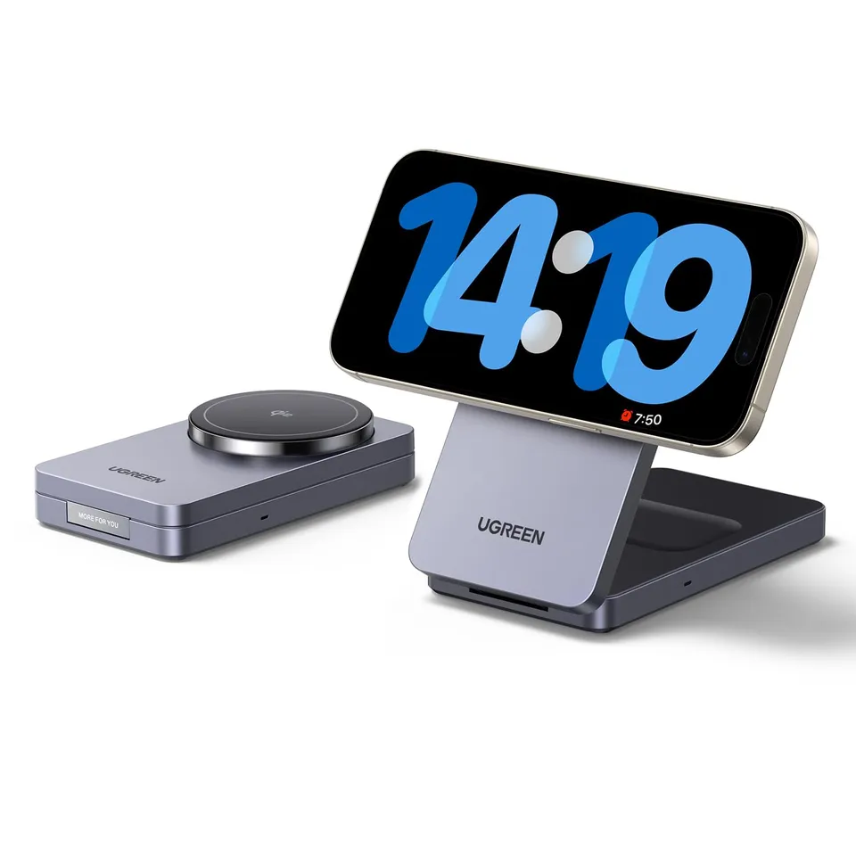 ugreen-magflow-qi2-caricatore-wireless-magnetico-2-in-1-15w-per-iphone-e-airpods image 1
