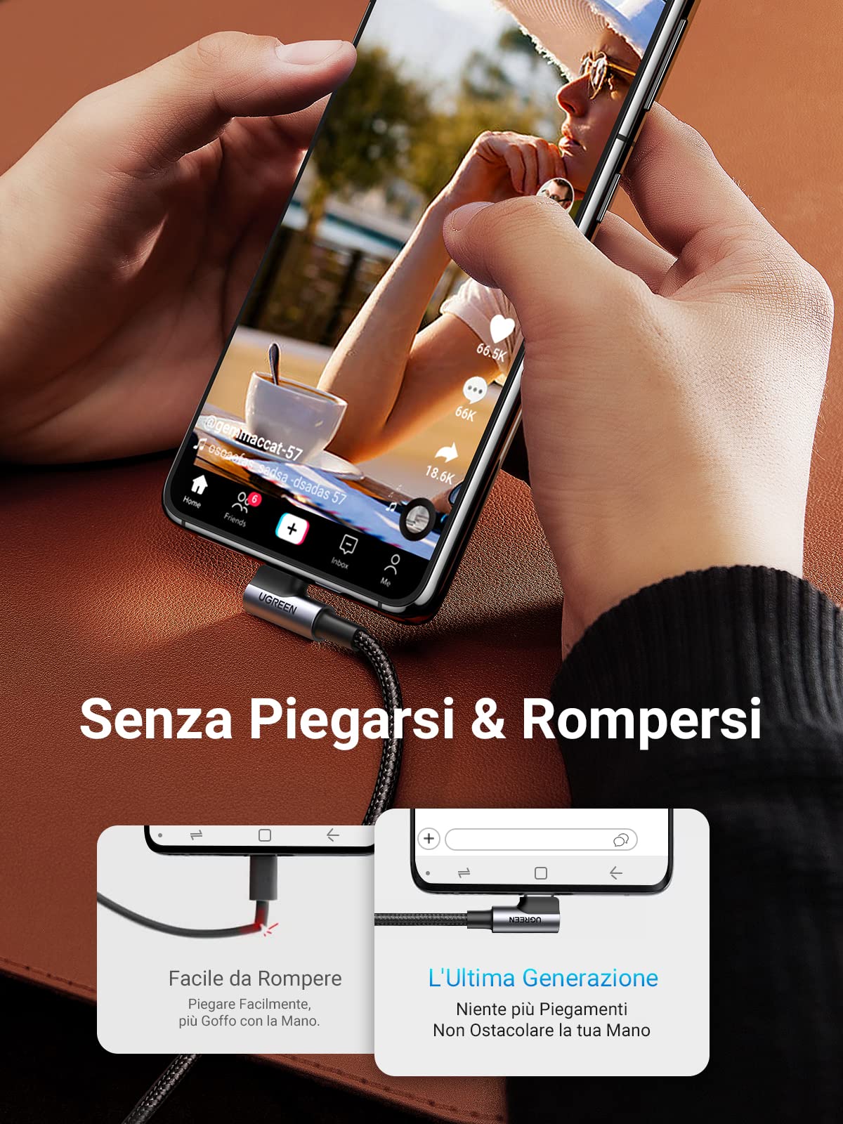 ugreen-cavo-usb-a-a-usb-c-90-gradi-3a-qc-3-0-480mbps-0-5m image 4