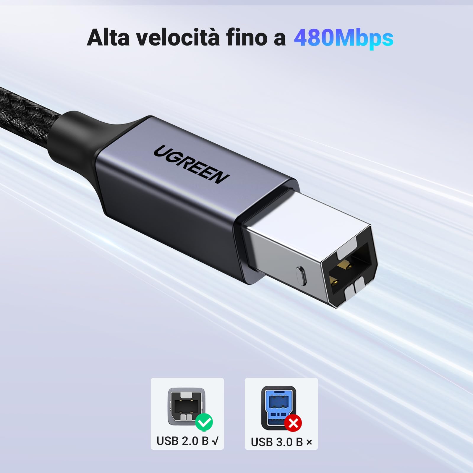 ugreen-cavo-stampante-usb-c-a-usb-b-1m-nylon-per-hp-canon-epson-brother image 2