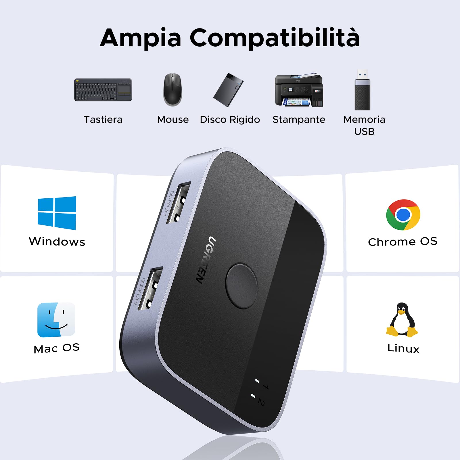 ugreen-switch-usb-3-0-kvm-2x2-per-due-pc-5gbps-alluminio-con-cavi image 6